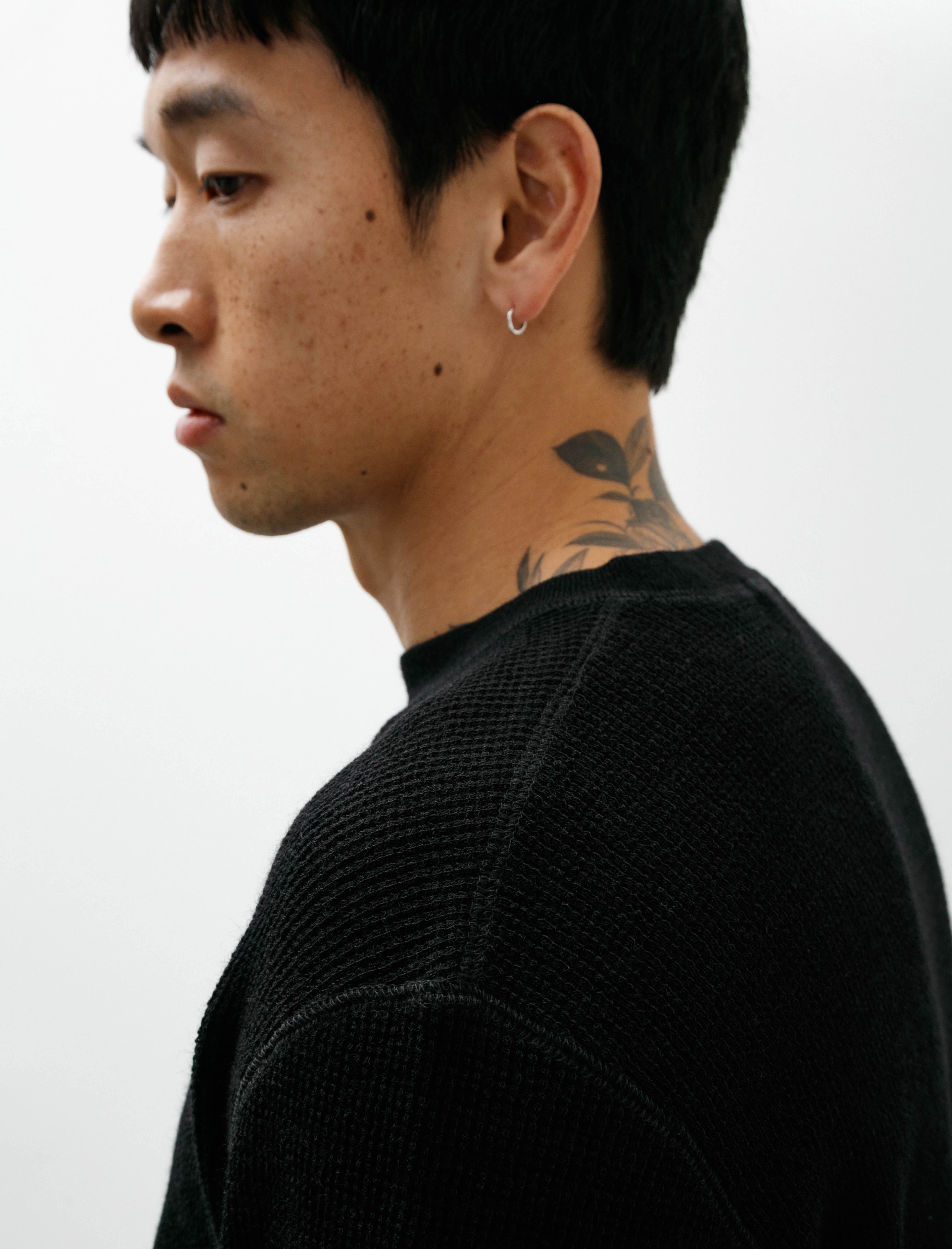 Slopeslow Crewneck Top Dry Wool Waffle Black