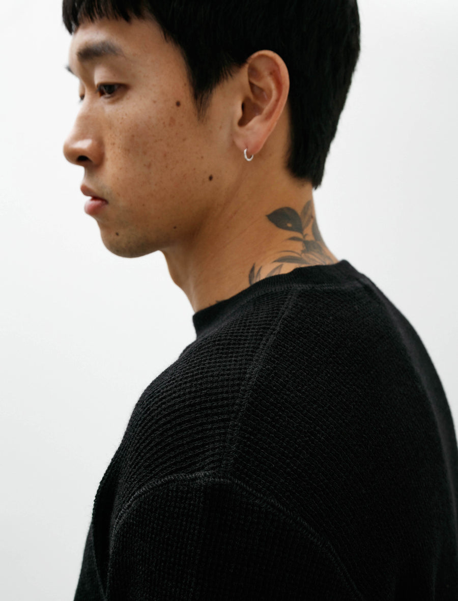 Crewneck Top Dry Wool Waffle Black - Image 4