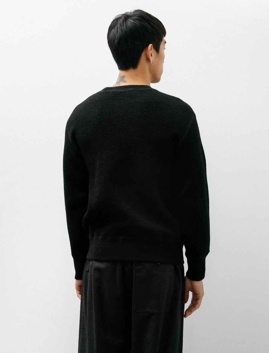 Crewneck Top Dry Wool Waffle Black - Image 2