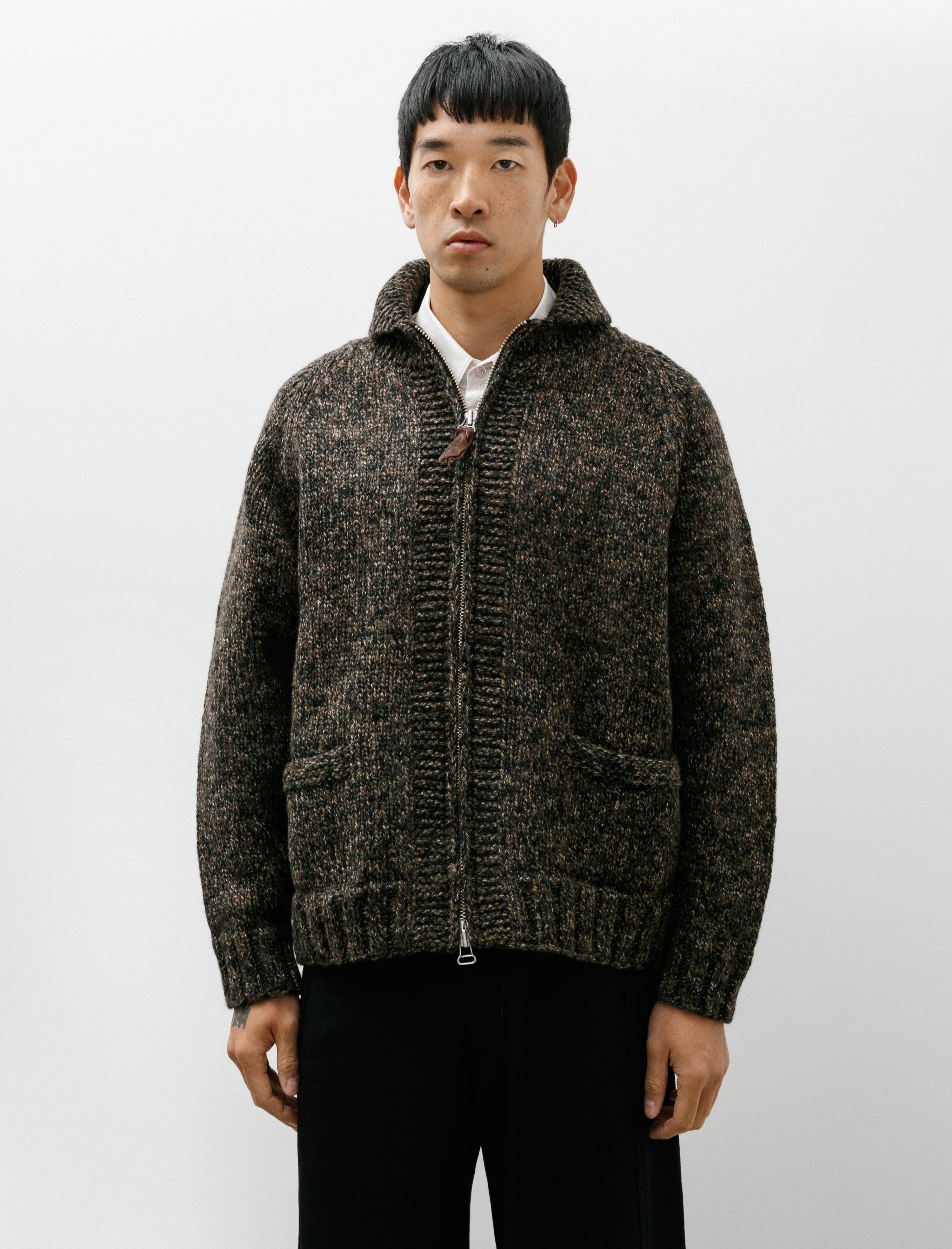 Slopeslow Cowichan Sweater Yak Lamb Multi Ply Hand Knit Camo