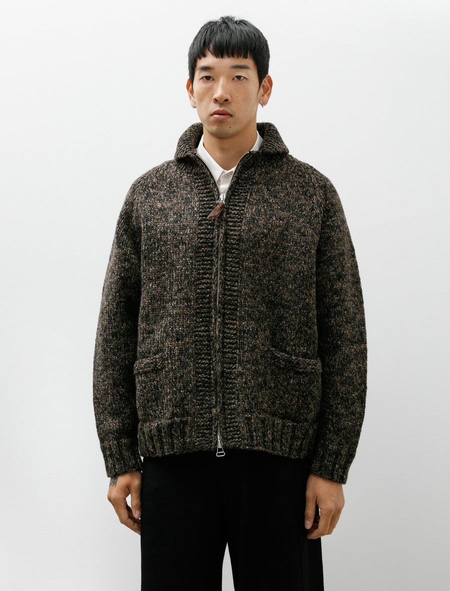 Cowichan Sweater Yak Lamb Multi Ply Hand Knit Camo - Image 1