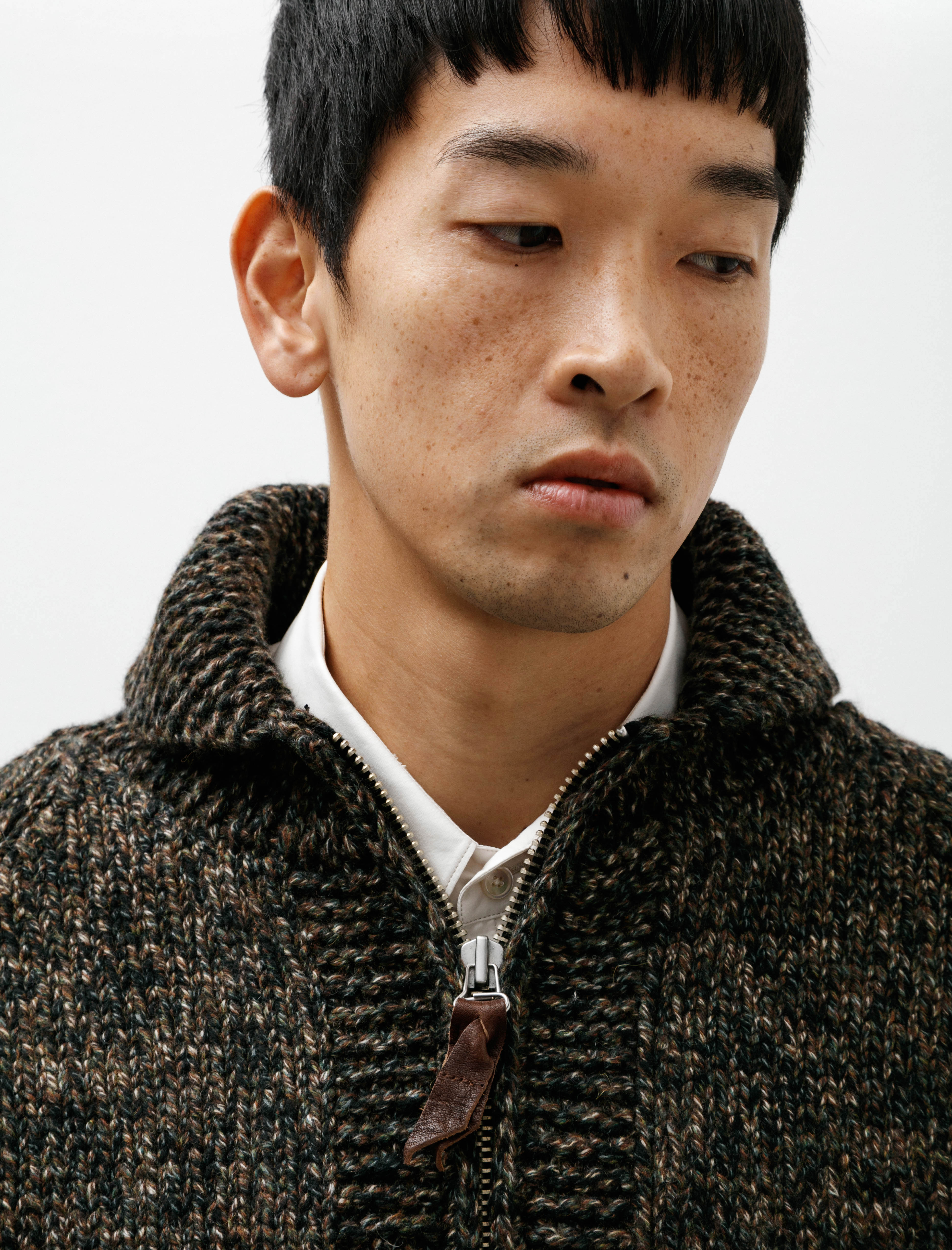 Slopeslow Cowichan Sweater Yak Lamb Multi Ply Hand Knit Camo