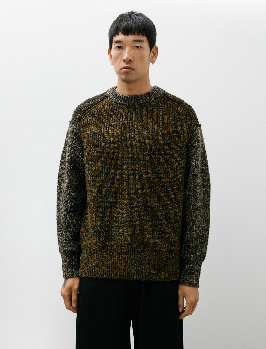 Crewneck Sweater Brushed Yak Shetland Tiger Camo - Image 1