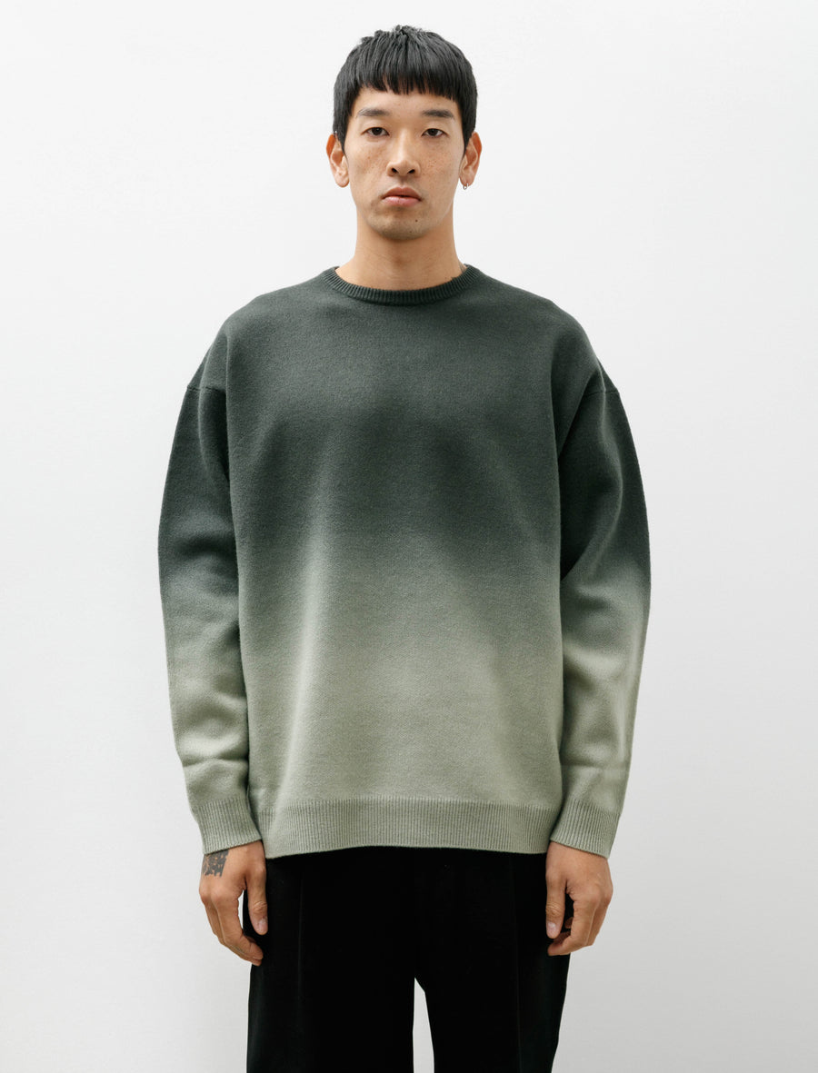 Gradient Dyed Wool Crew Neck Green - Image 1