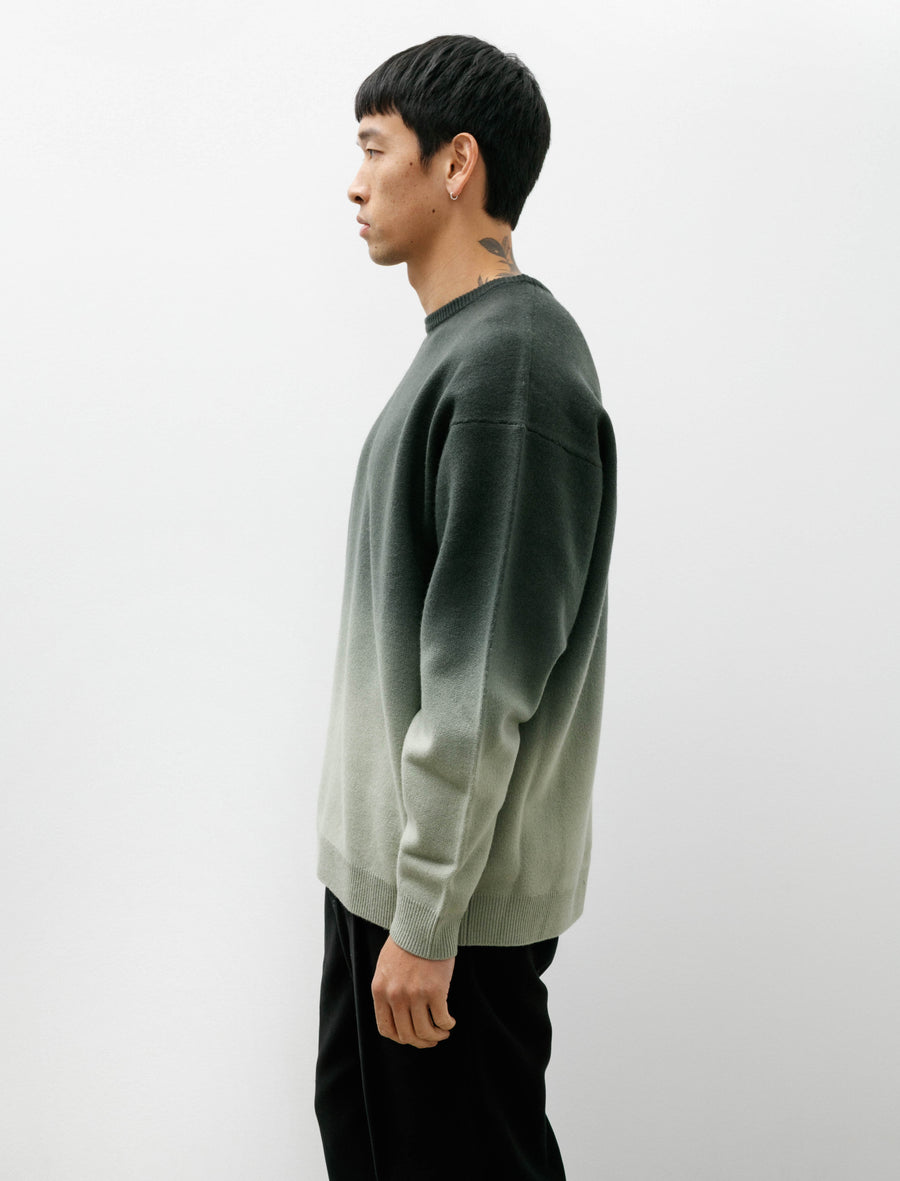 Gradient Dyed Wool Crew Neck Green - Image 3