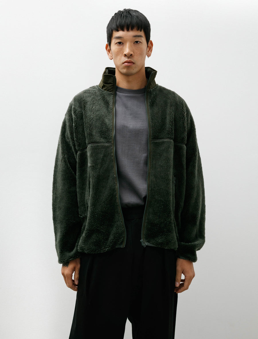 Wool Boa Zip-Up Blouson Green - Image 4