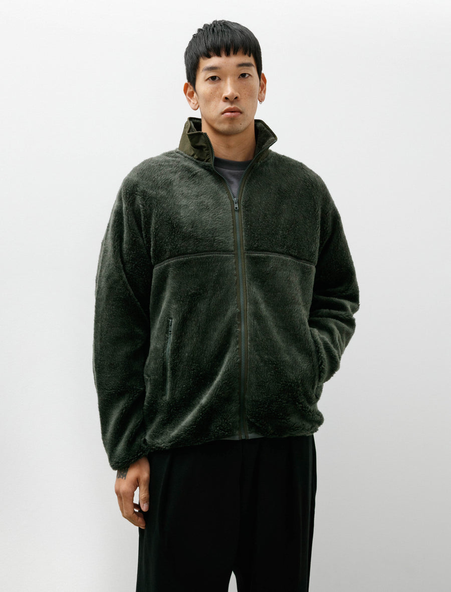 Wool Boa Zip-Up Blouson Green - Image 1