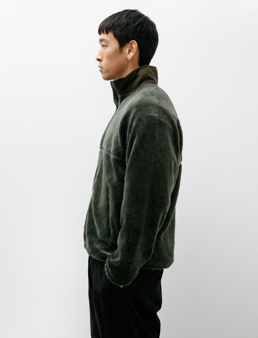 Wool Boa Zip-Up Blouson Green - Image 3