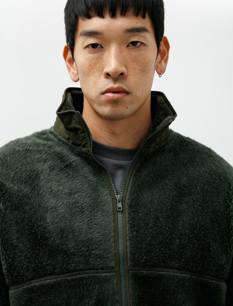 Wool Boa Zip-Up Blouson Green - Image 5