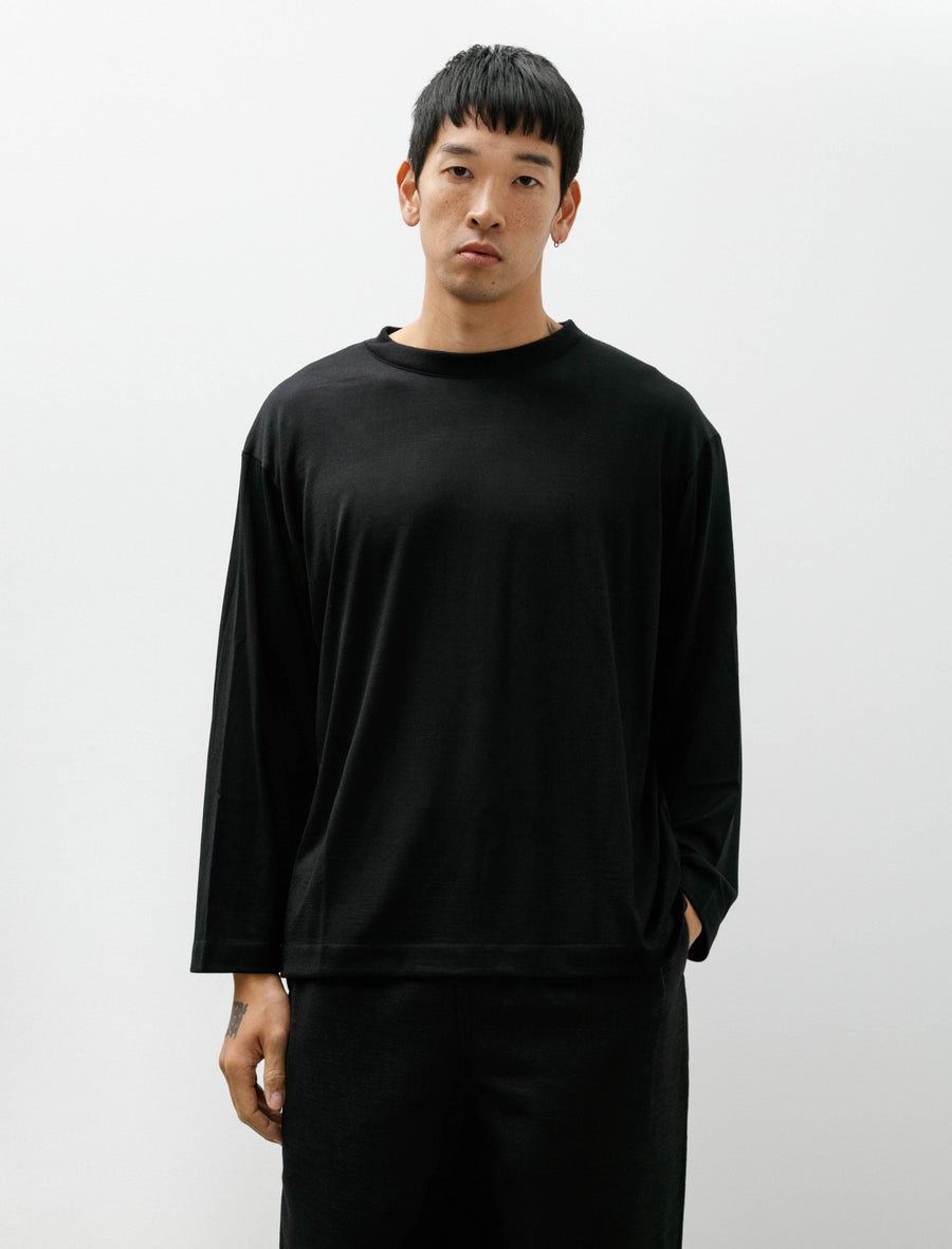 Soft Wool T-Shirt Black Long Sleeve - Image 1