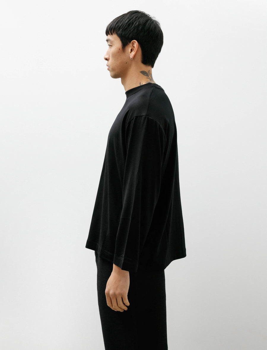 Soft Wool T-Shirt Black Long Sleeve - Image 3