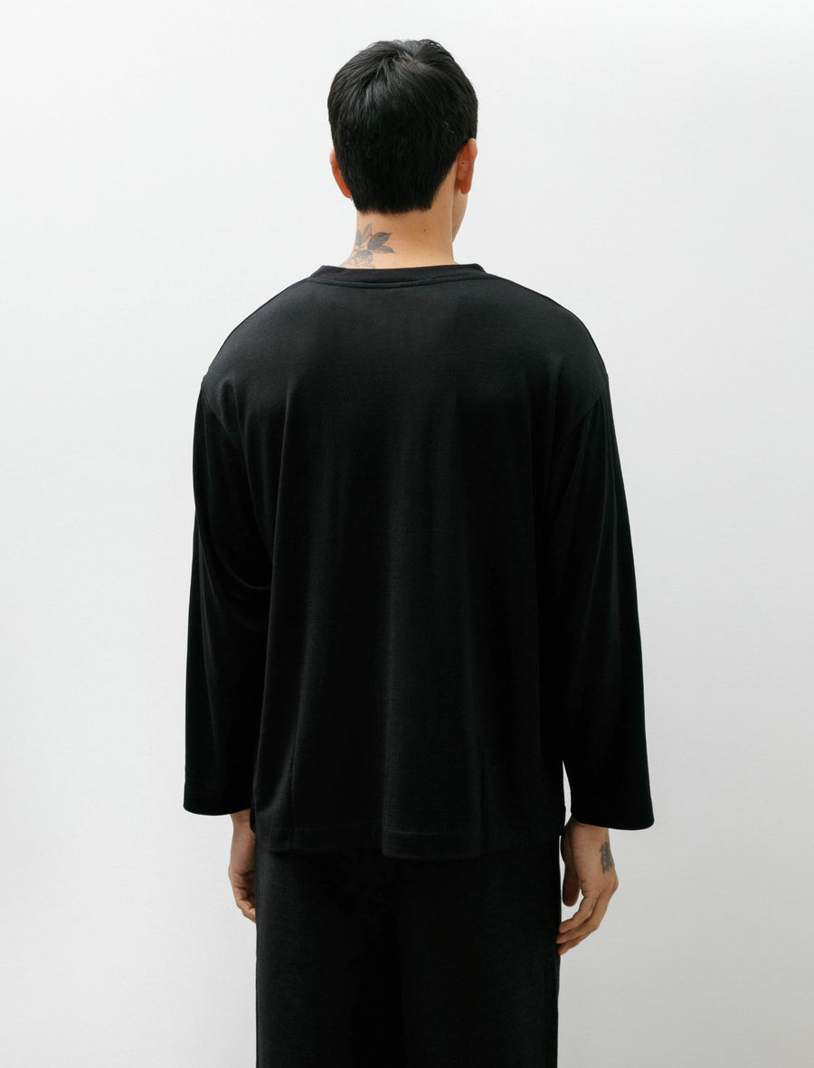 Soft Wool T-Shirt Black Long Sleeve - Image 2