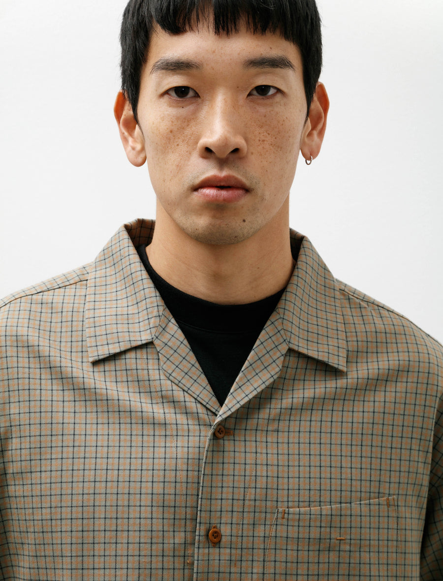 Wide Fit Open Collar Shirt Deadstock Cotton Multi Check - Image 4