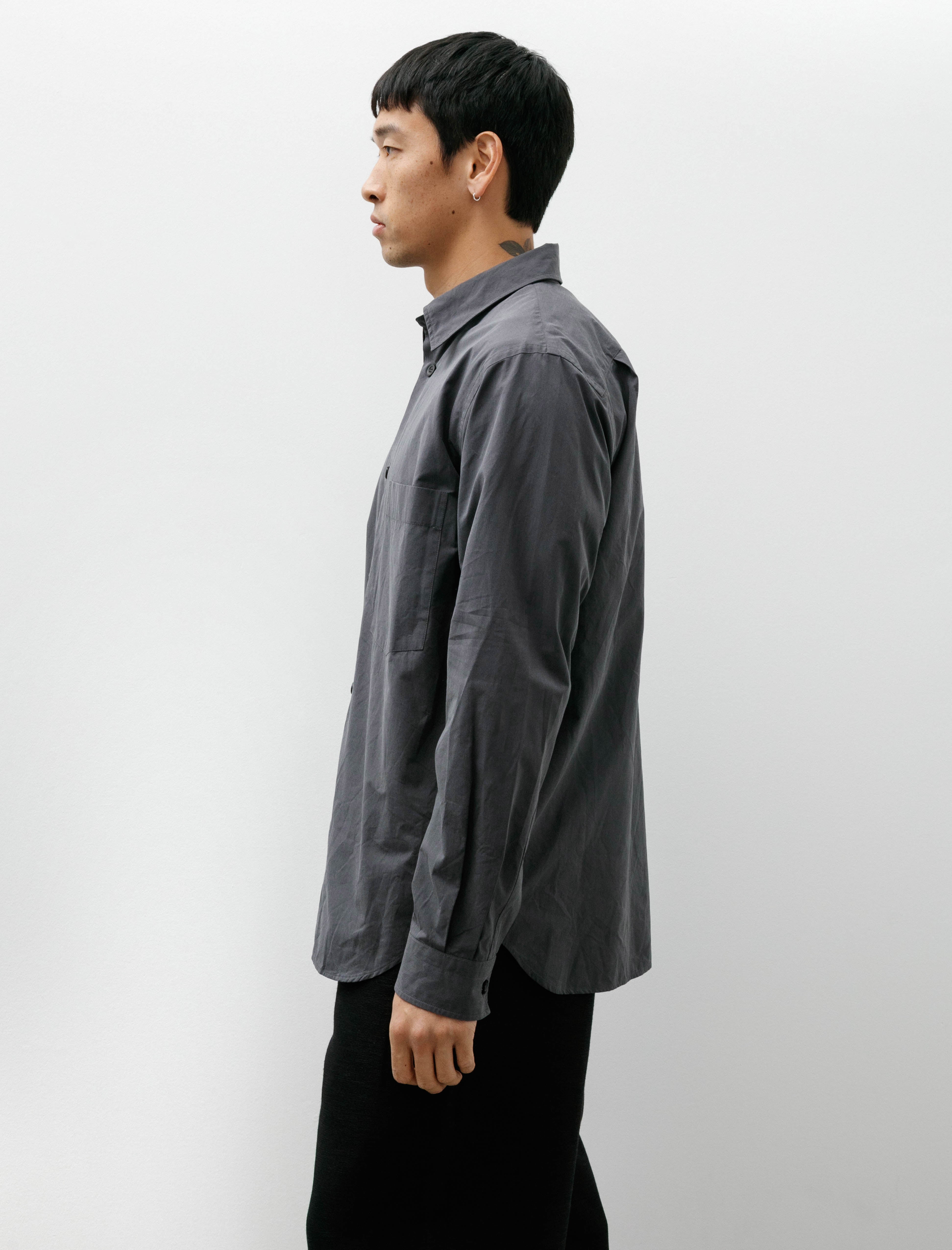 Margaret Howell Basic Shirt Yarn Dye Cotton Charcoal