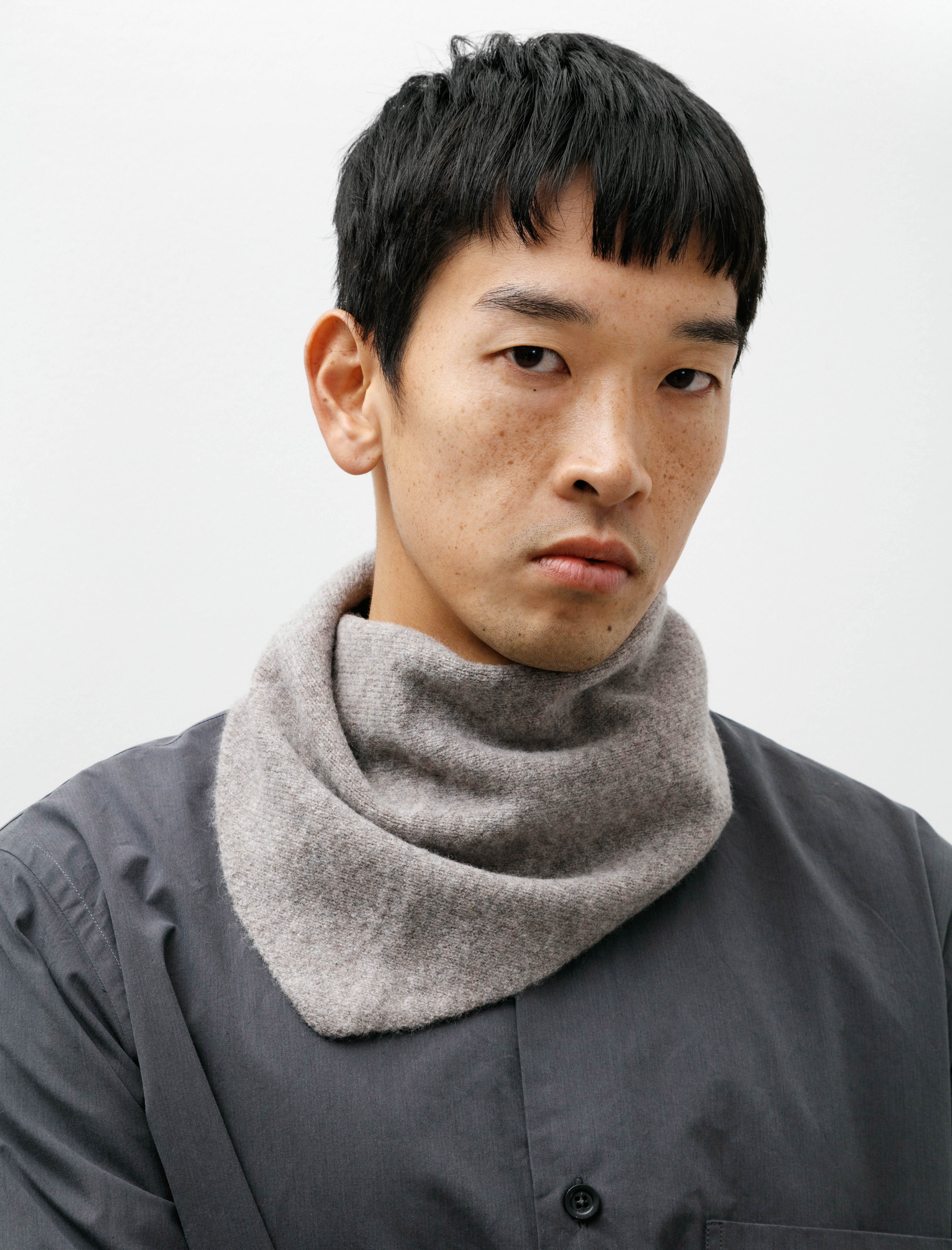 Margaret Howell MHL Tipped Scout Scarf Pebble/Mahogany