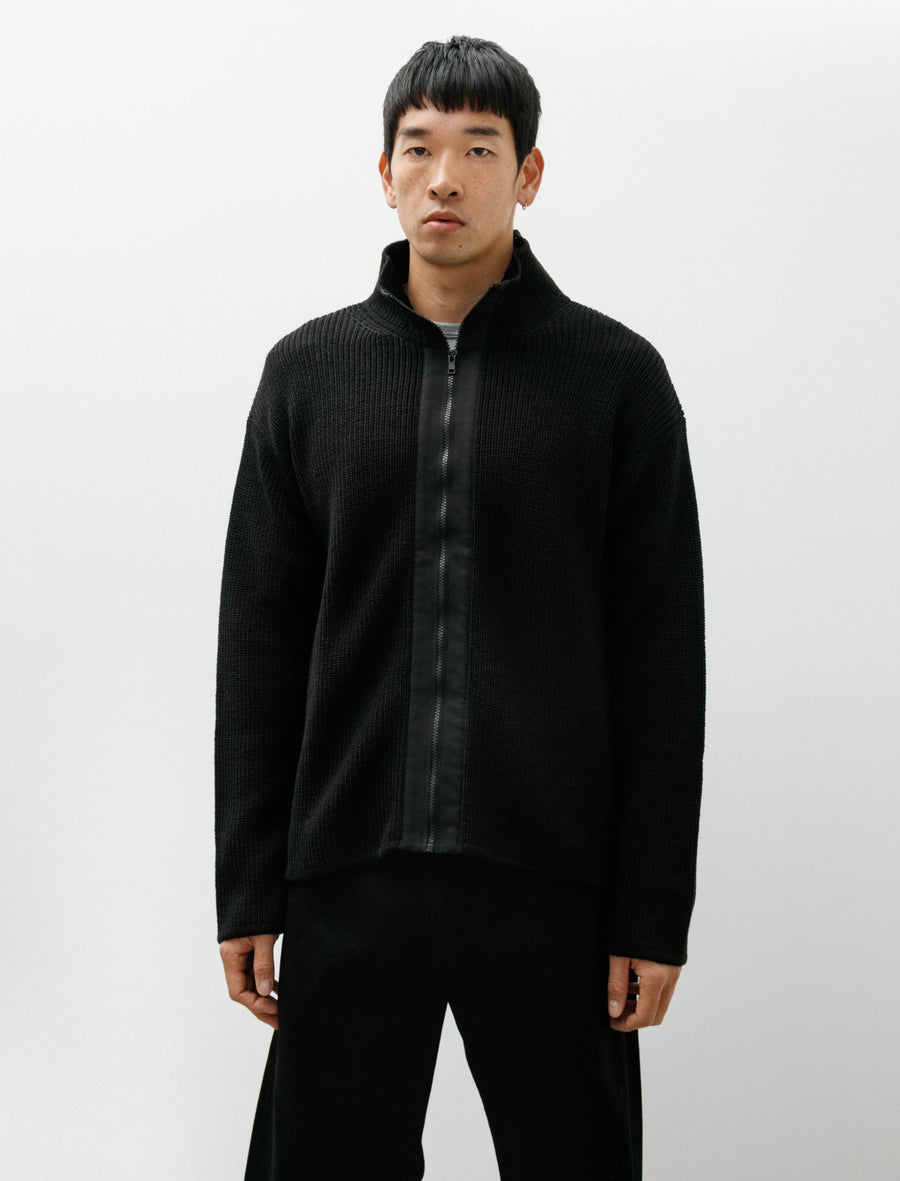 Zip Through Cardigan Dry Wool Black - Image 1