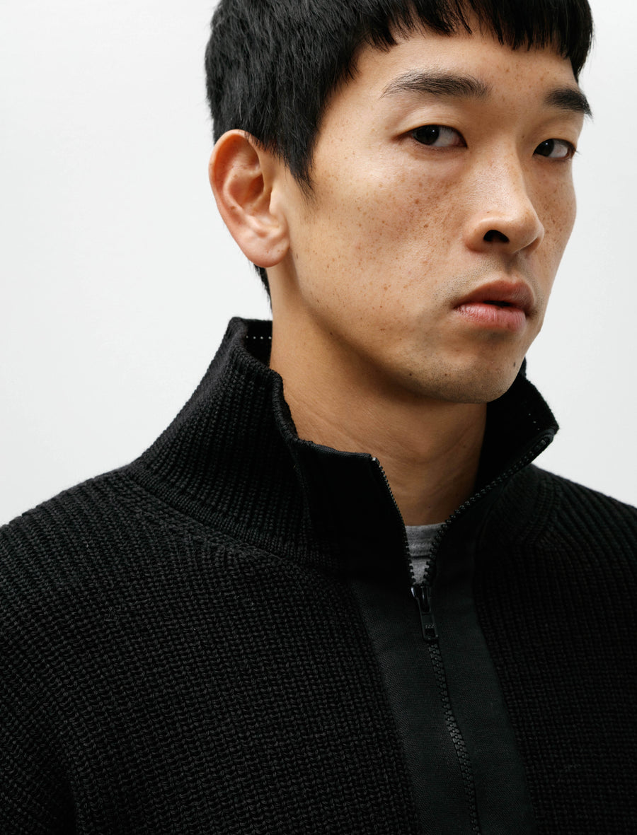 Zip Through Cardigan Dry Wool Black - Image 4