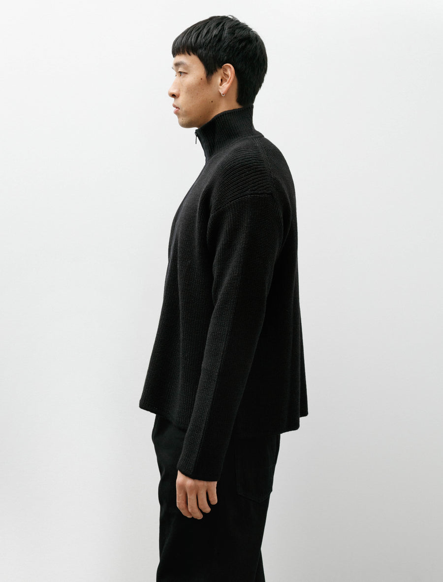 Zip Through Cardigan Dry Wool Black - Image 3
