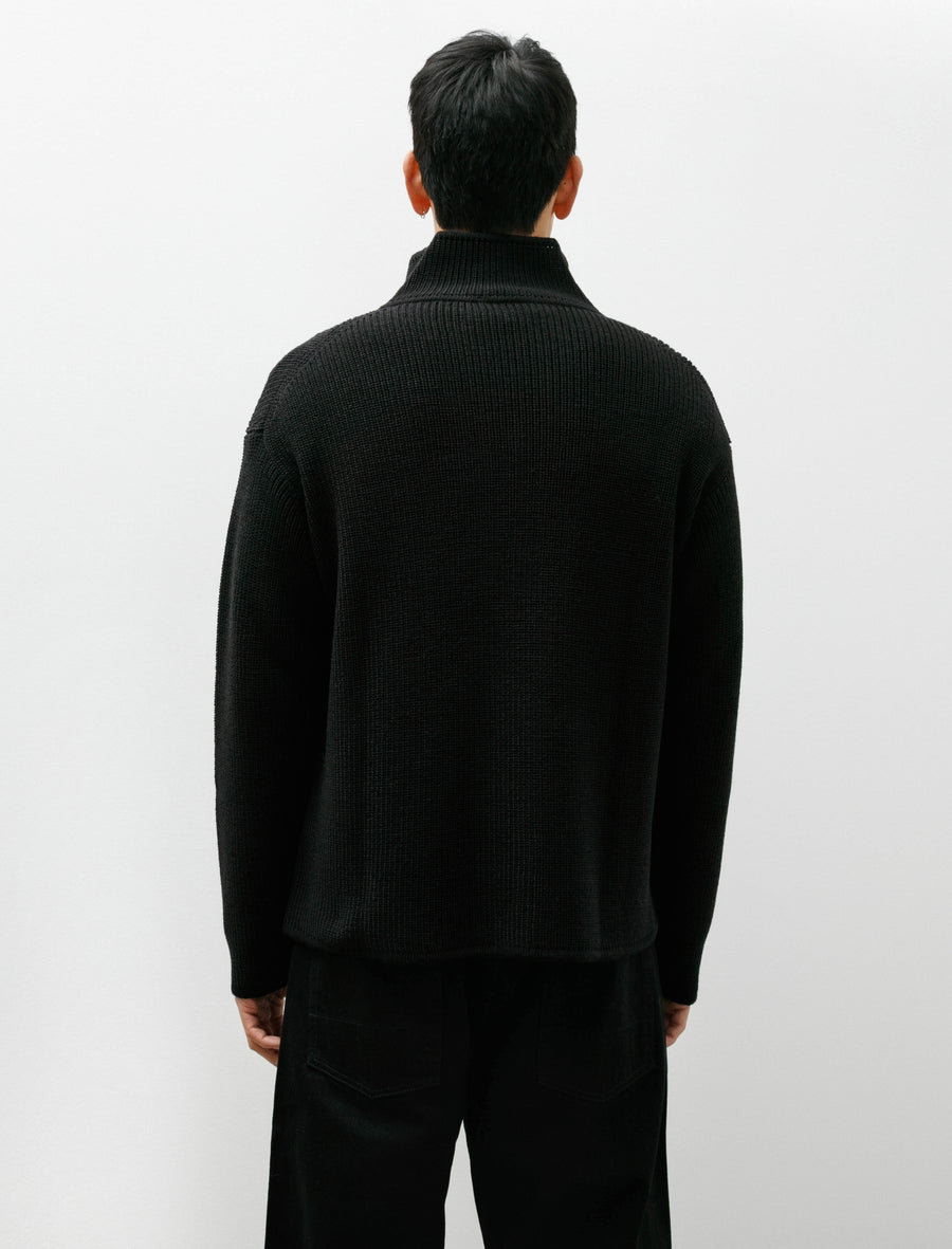 Zip Through Cardigan Dry Wool Black - Image 2