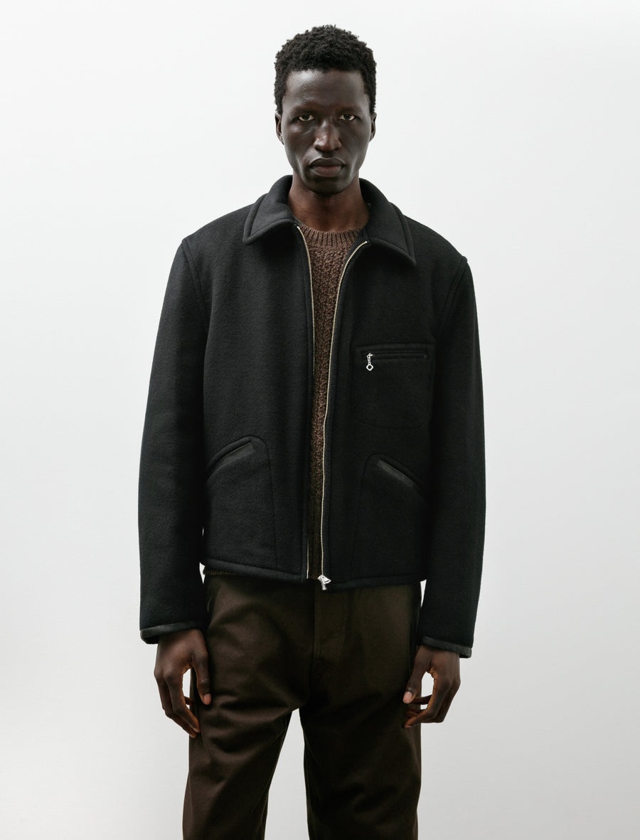 Lot 332 Leather Piped Cuff Sports Jacket Black - Image 4