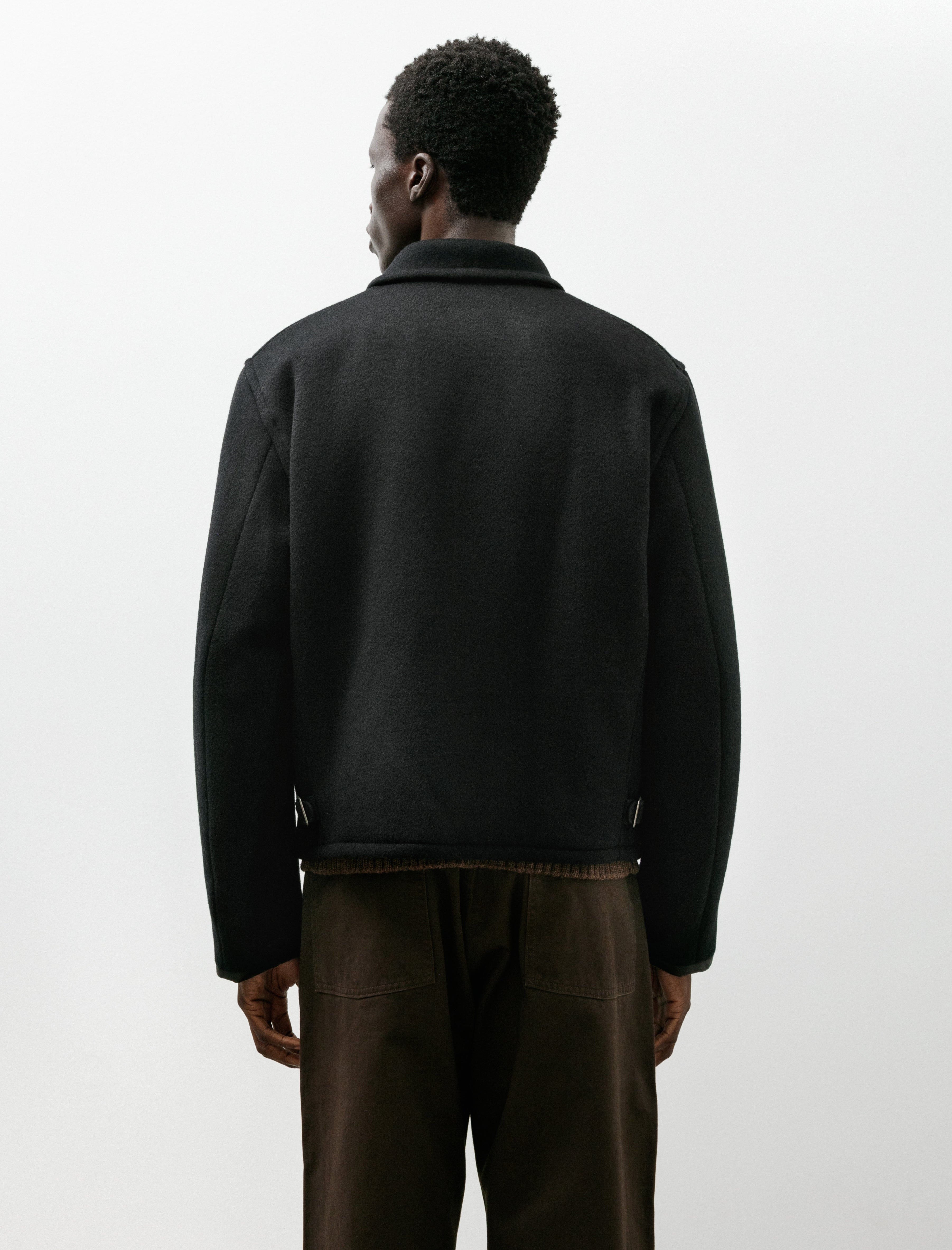 Taiga Takahashi Lot 332 Leather Piped Cuff Sports Jacket Black
