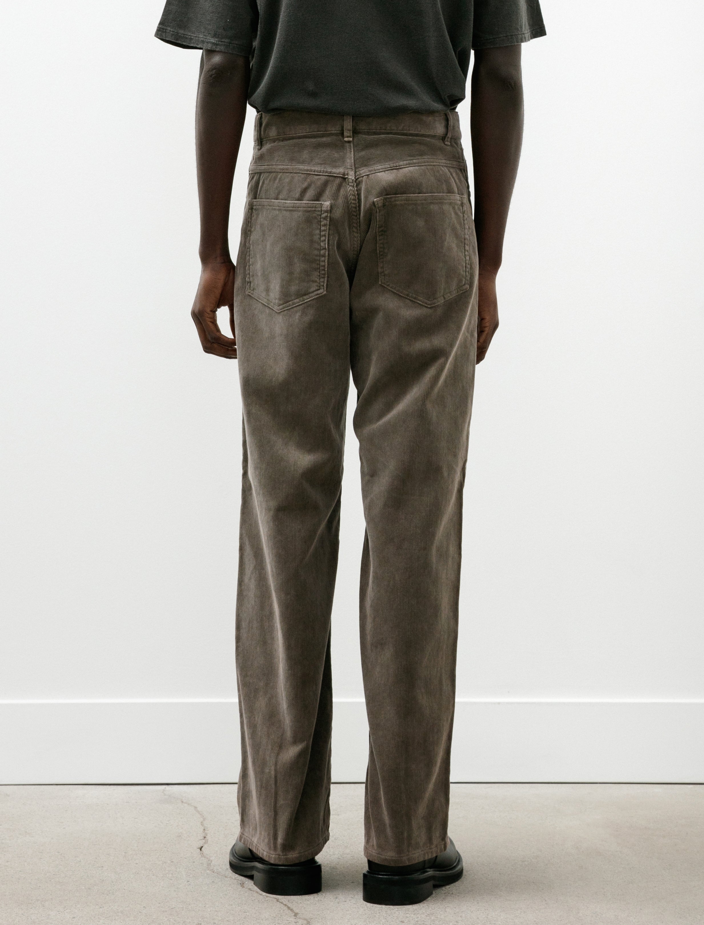 Auralee Garment Dyed Finx Corduroy 5P Wide Pants Olive Brown