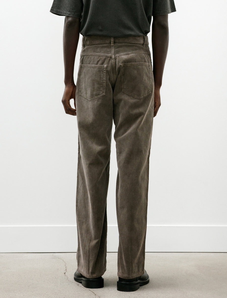 Garment Dyed Finx Corduroy 5P Wide Pants Olive Brown - Image 5