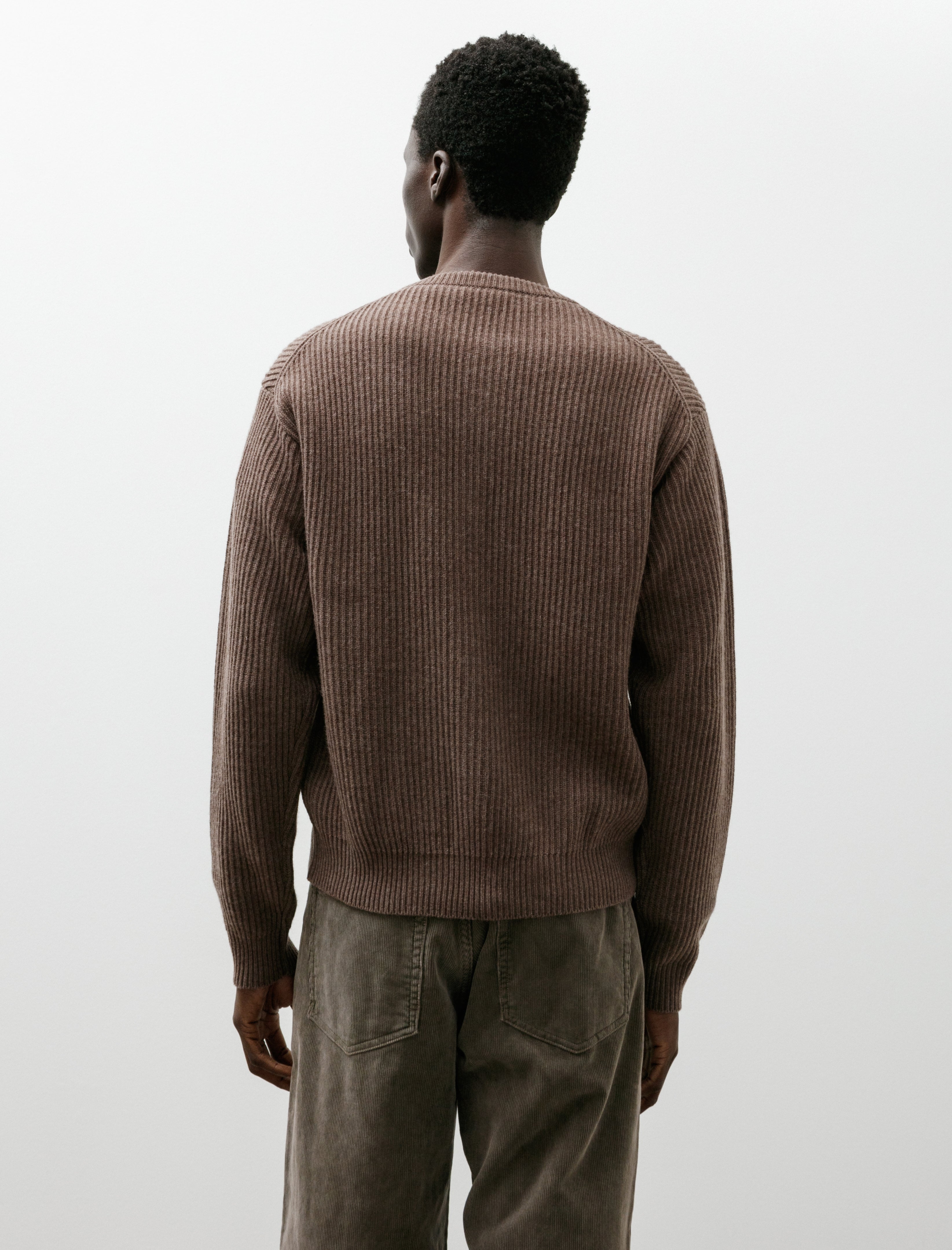 AURALEE x TEKLA Cashmere Crewneck Cardigan Soil Brown