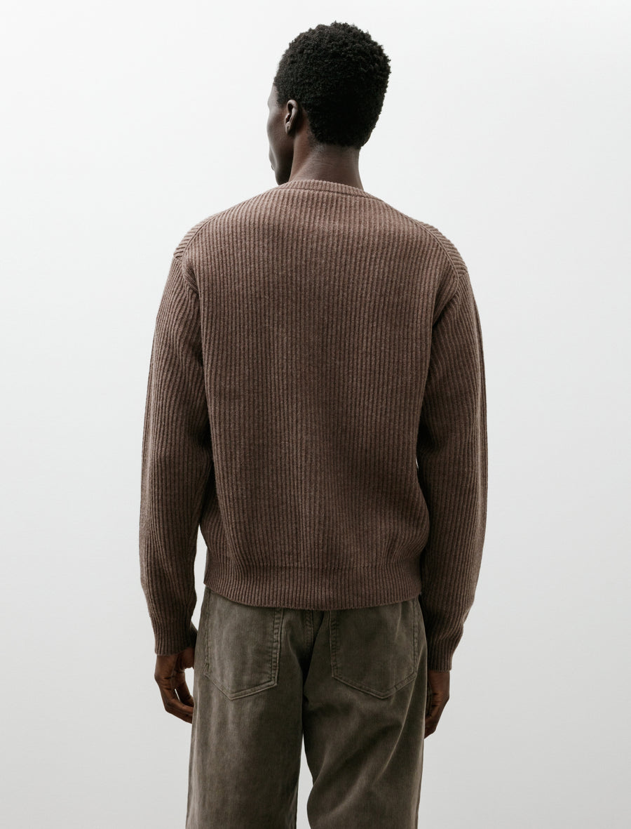 TEKLA Cashmere Crewneck Cardigan Soil Brown - Image 4