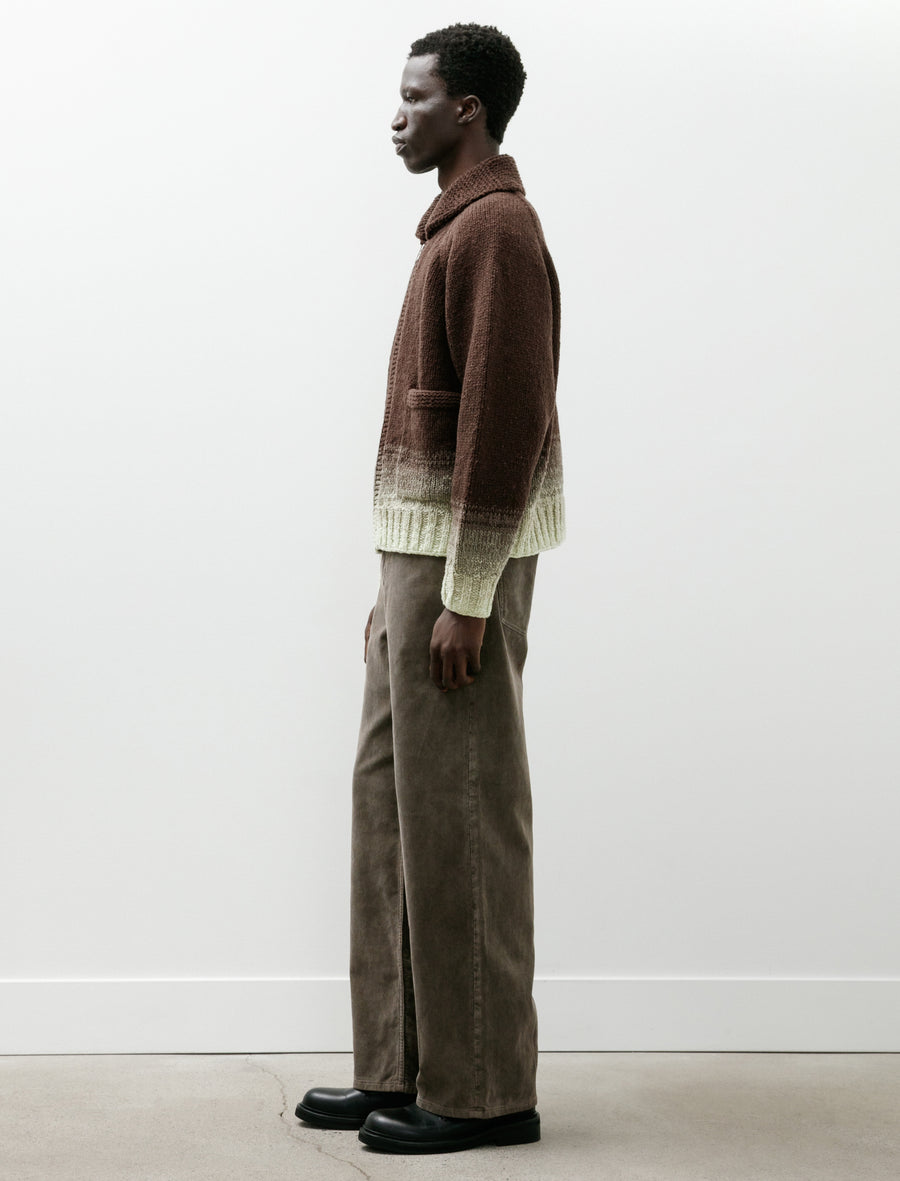 Garment Dyed Finx Corduroy 5P Wide Pants Olive Brown - Image 3