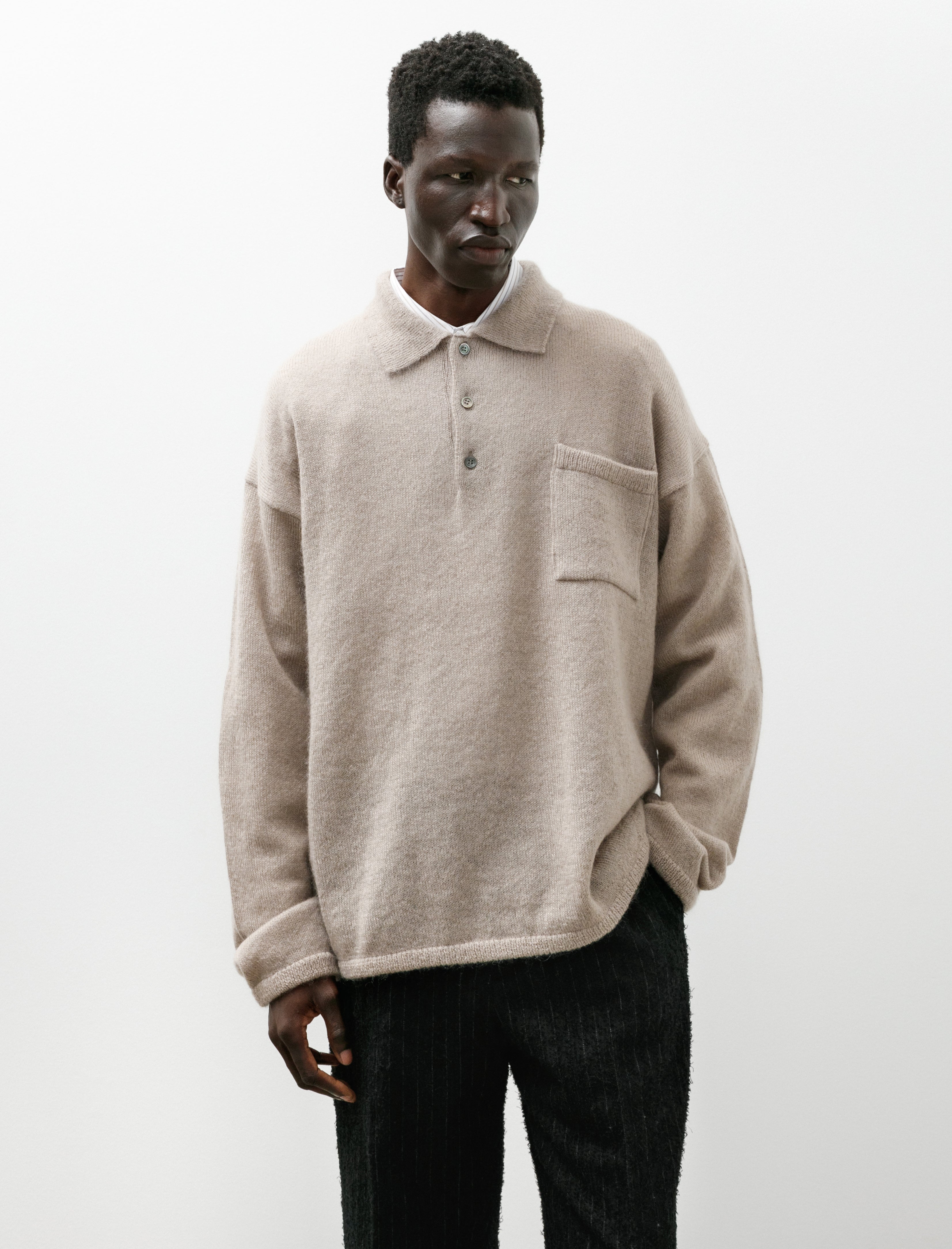 Polyploid Longsleeve Polo B Chalk