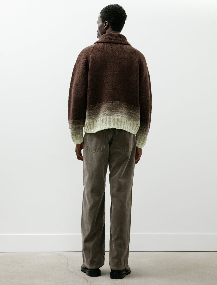 Wool Low-Gauge Knit Zip Cardigan Brown Gradation - Image 8