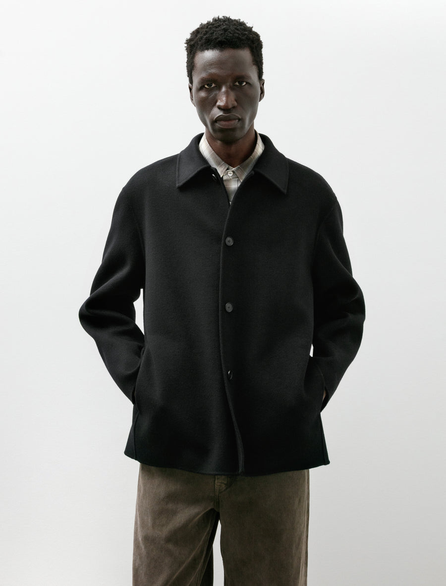 Super Fine Wool Melton Hand Sewn Blouson Black - Image 1