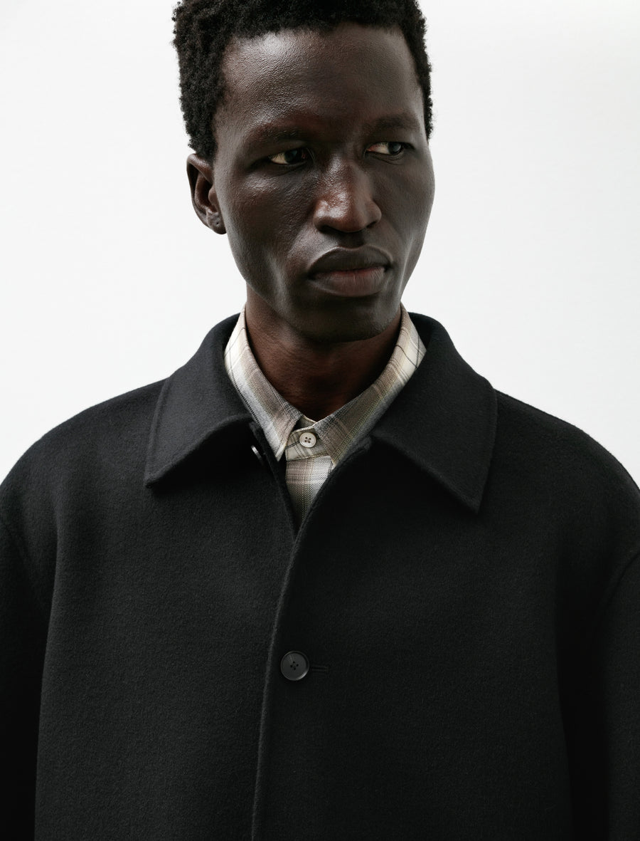 Super Fine Wool Melton Hand Sewn Blouson Black - Image 4