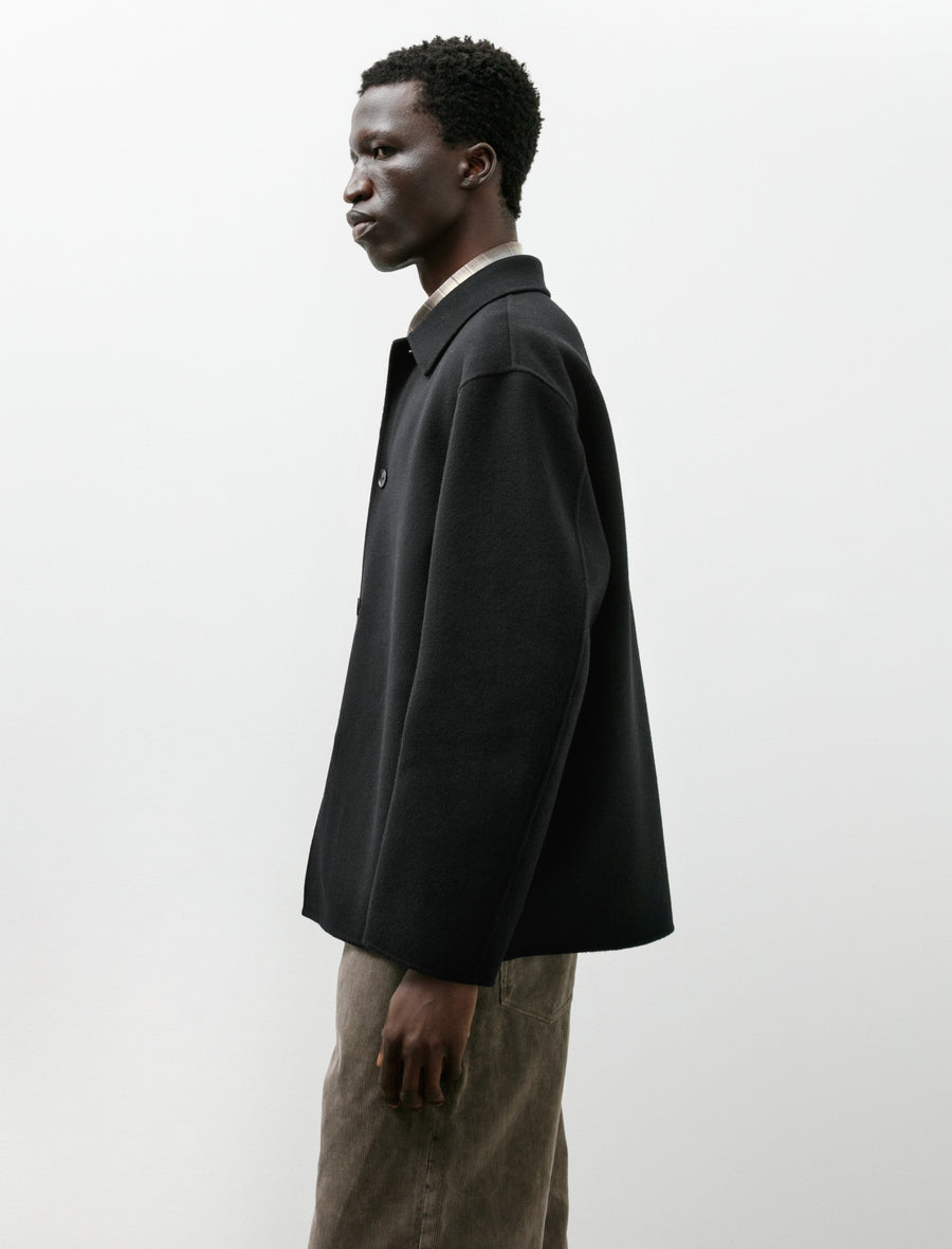 Super Fine Wool Melton Hand Sewn Blouson Black - Image 3