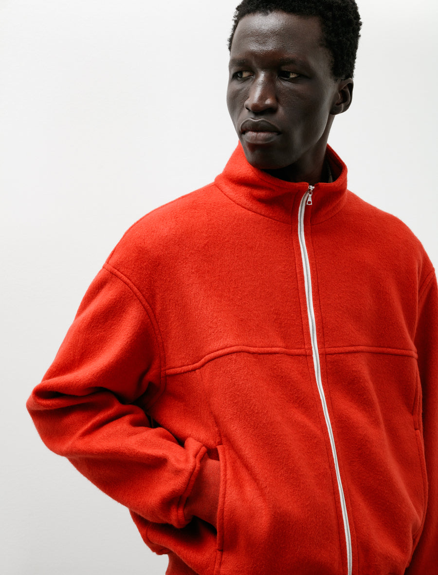 Pure Silk Comfort Fleece Zip Blouson Red - Image 4