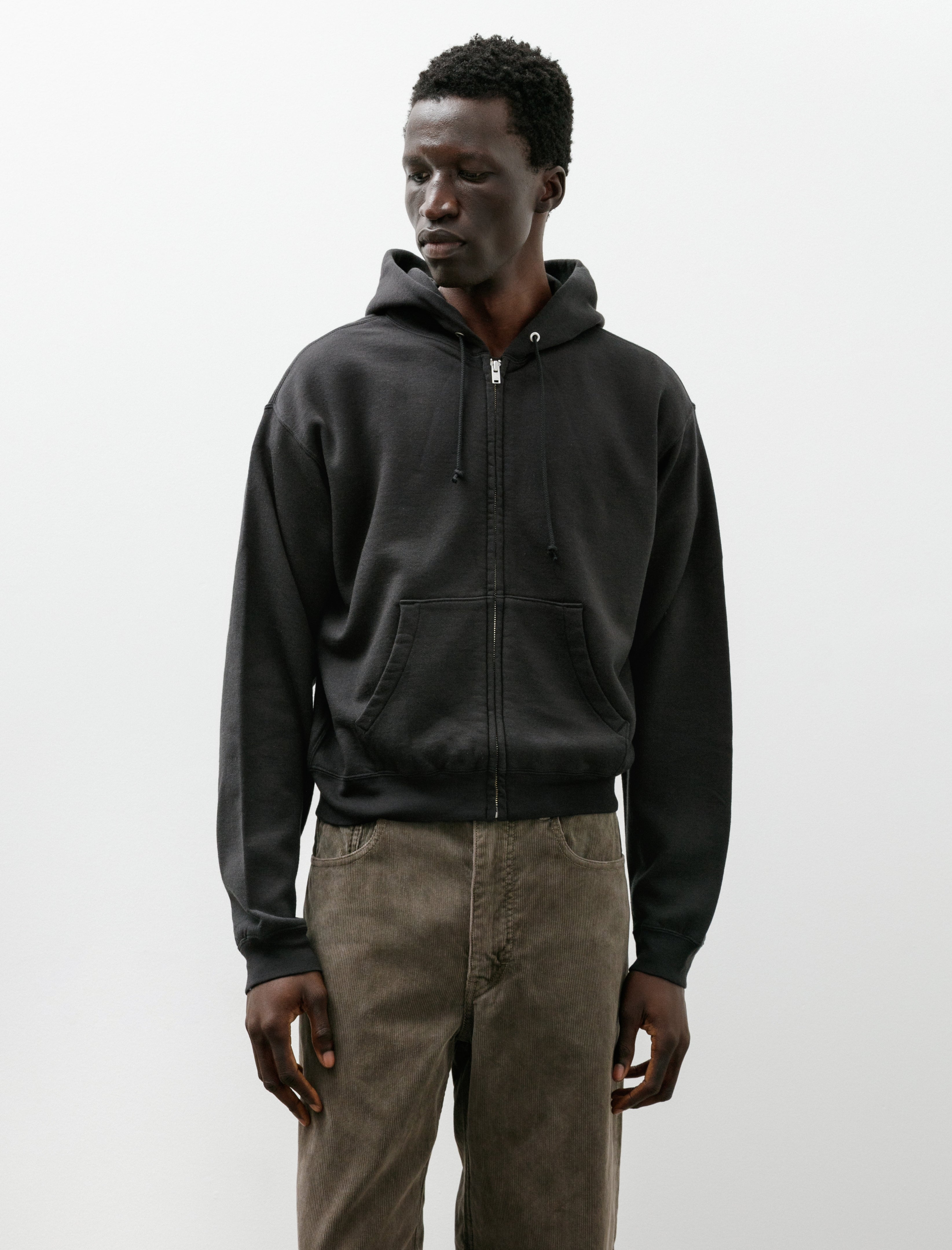 Auralee High-Twist Compact Sweat Zip Parka Ink Black