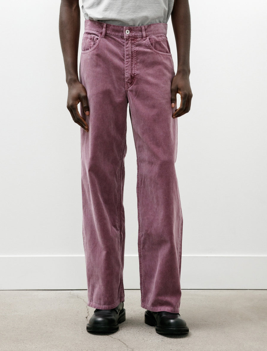 Garment Dyed Finx Corduroy 5P Wide Pants Dusty Purple - Image 4