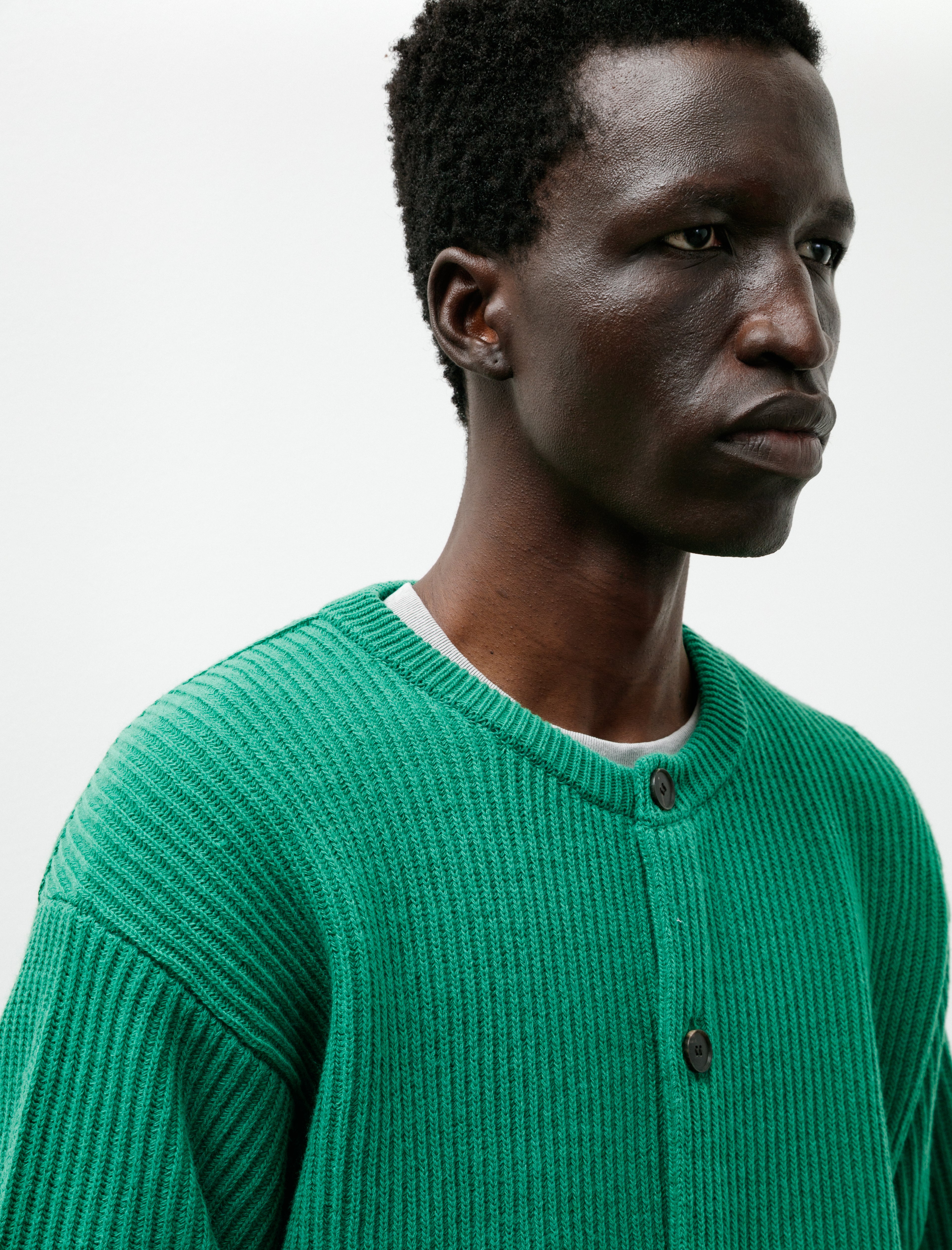 AURALEE x TEKLA Cashmere Crewneck Cardigan Forest Green