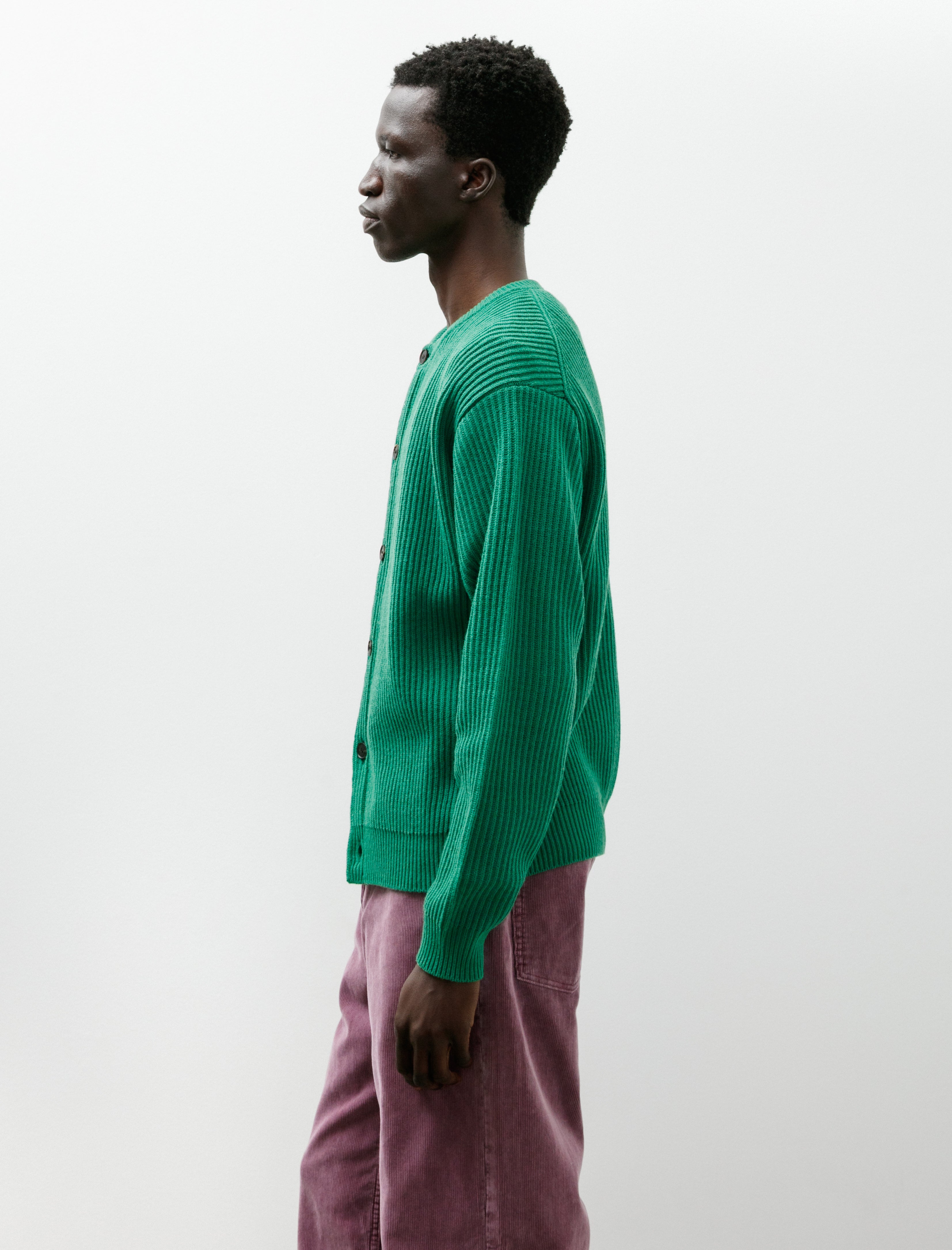 AURALEE x TEKLA Cashmere Crewneck Cardigan Forest Green