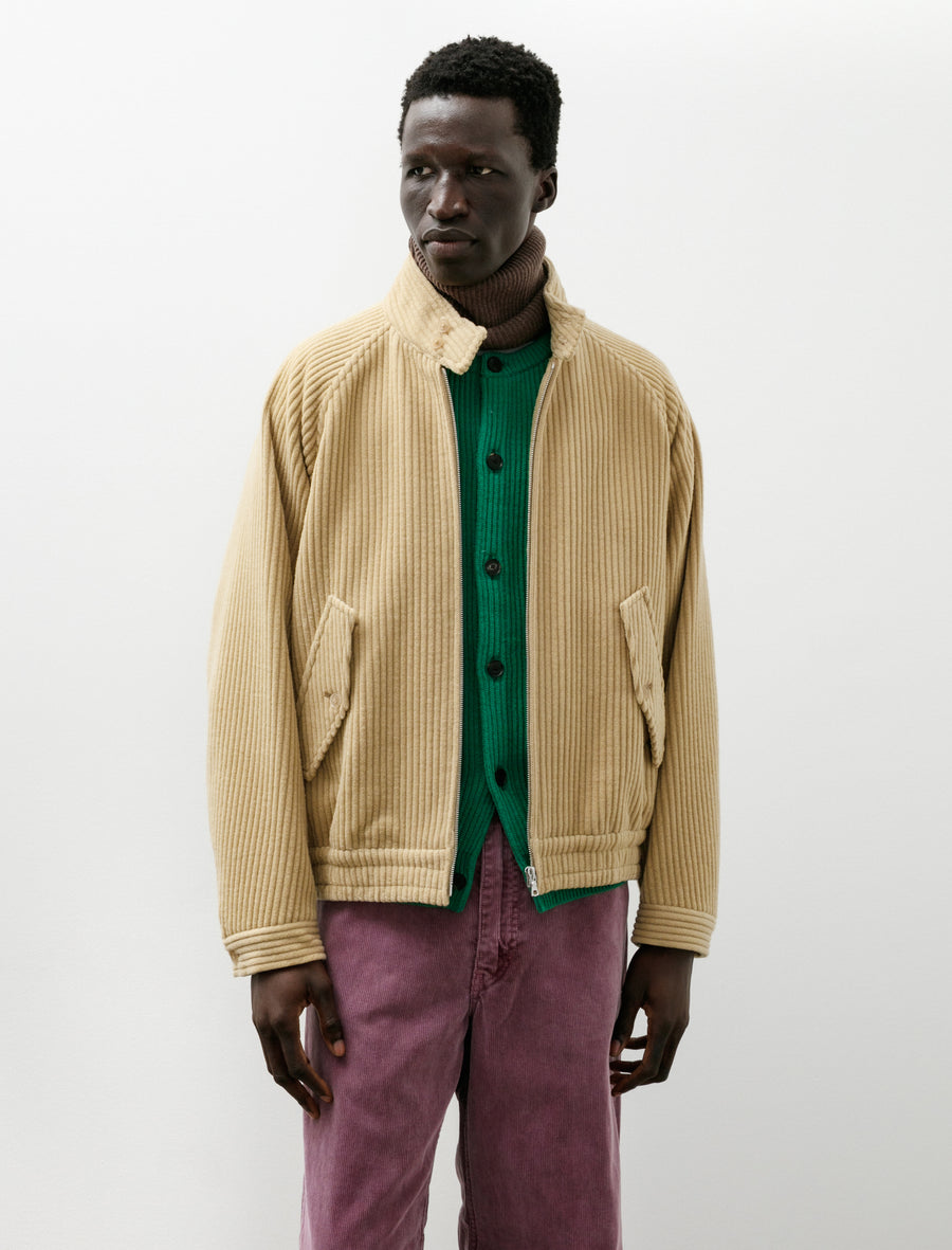Wool Cashmere Corduroy Zip Blouson Camel Beige - Image 4