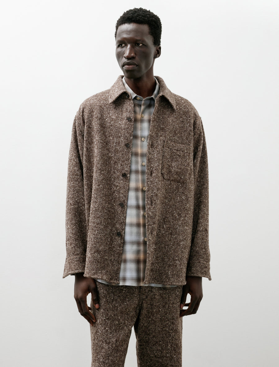 Homespun Tweed Shirt Blouson Mix Brown - Image 4