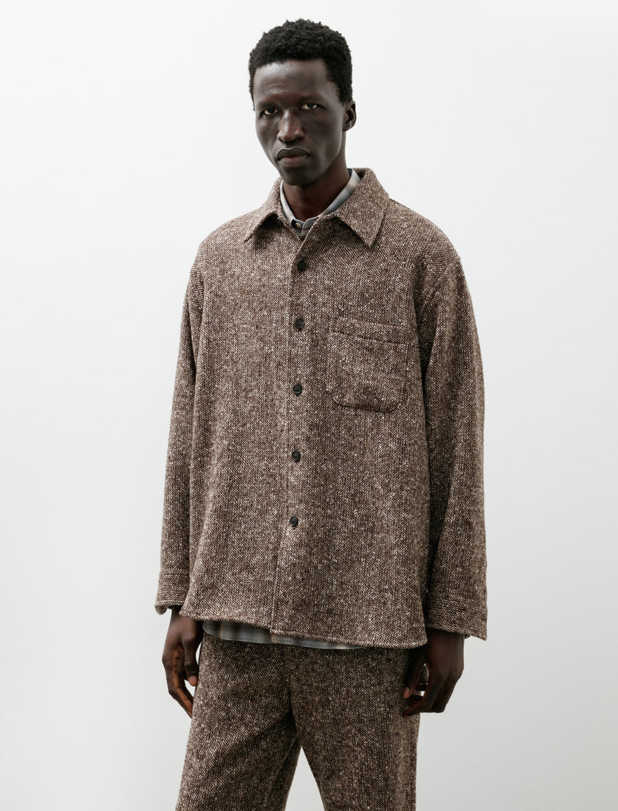 Homespun Tweed Shirt Blouson Mix Brown - Image 1