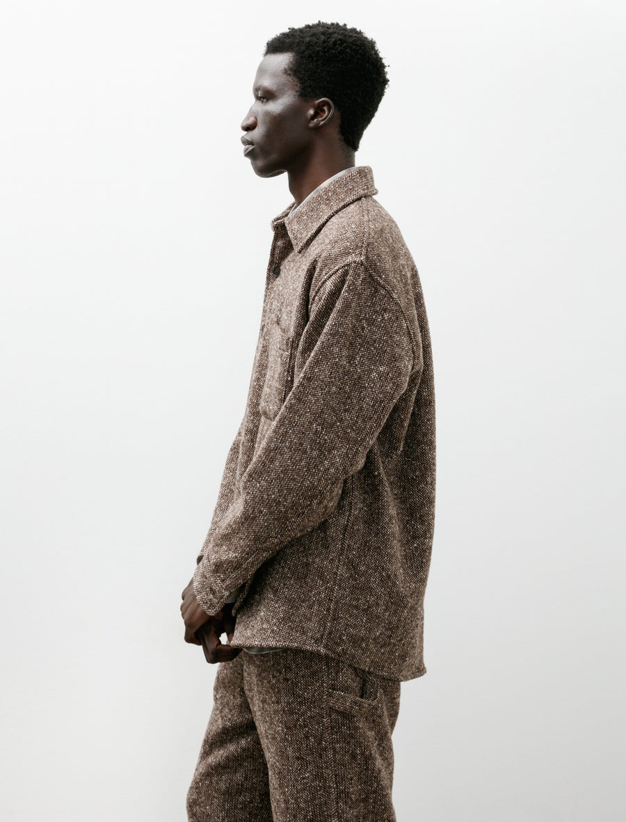 Homespun Tweed Shirt Blouson Mix Brown - Image 3