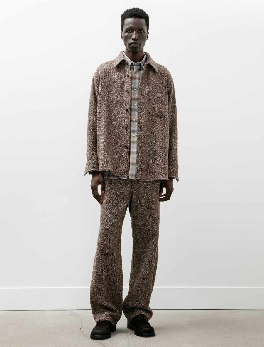 Homespun Tweed Shirt Blouson Mix Brown - Image 6