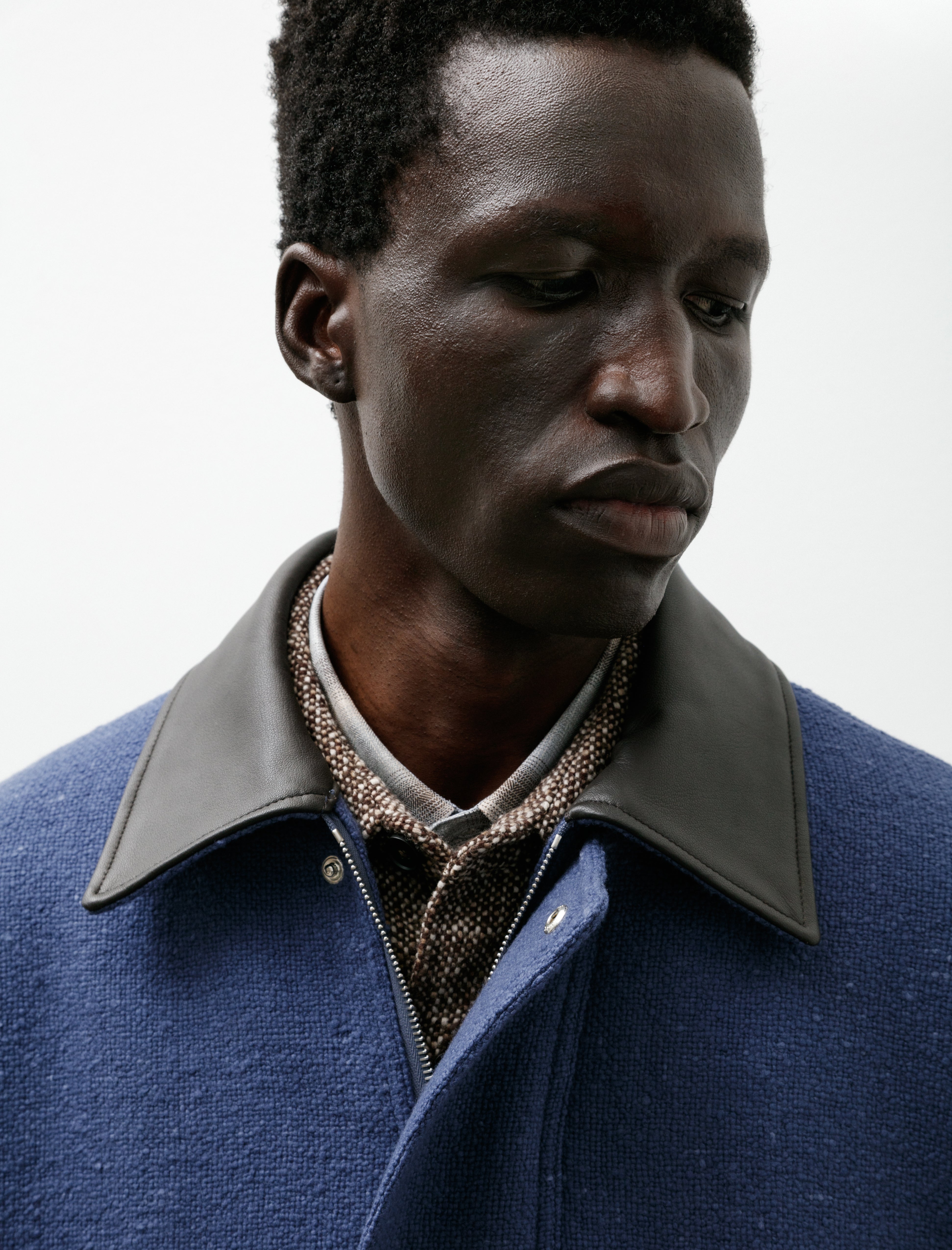Auralee Homespun Tweed Zip Blouson Dusty Blue