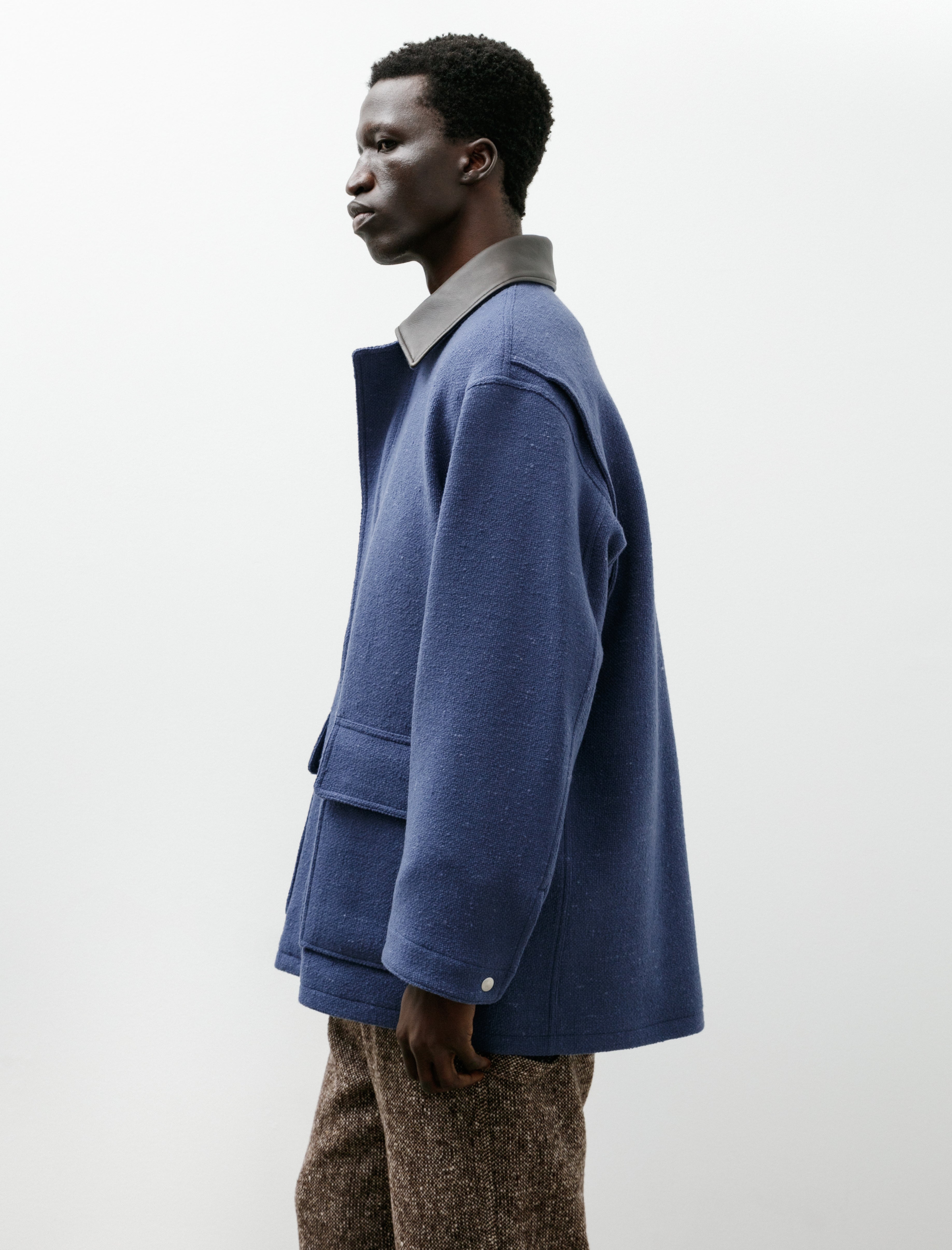 Auralee Homespun Tweed Zip Blouson Dusty Blue