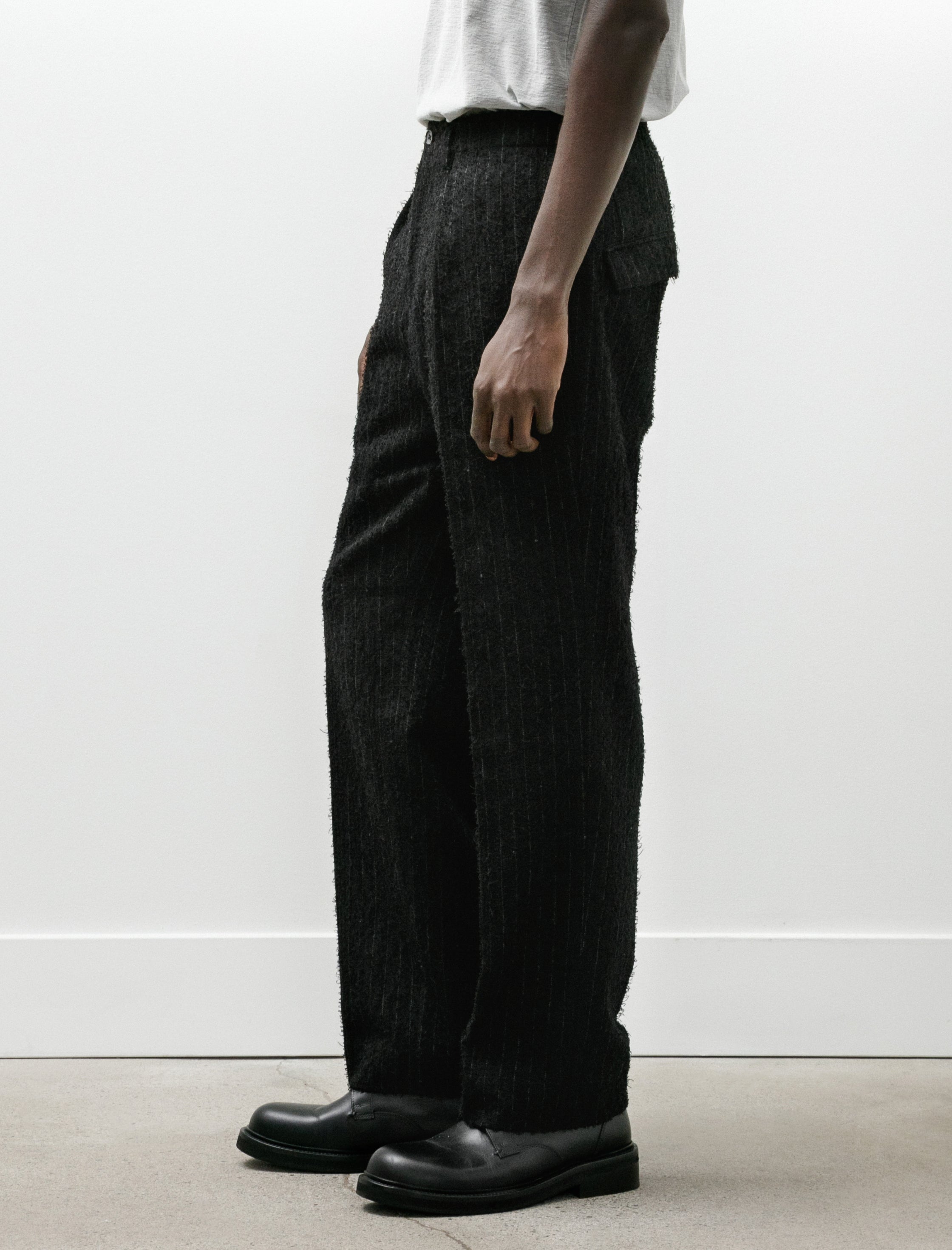Polyploid Tuck Suit Pants C Black Stripe