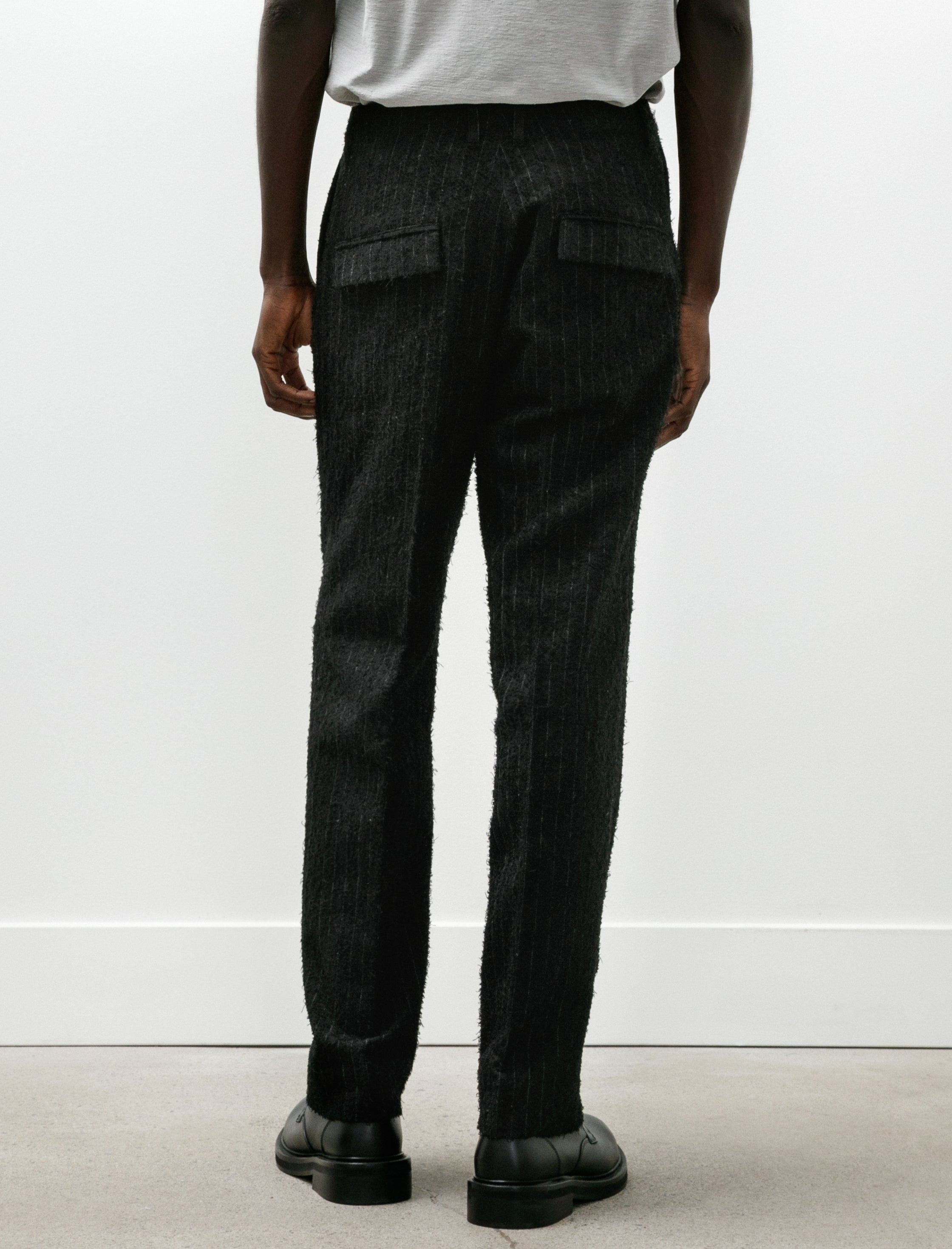 Polyploid Tuck Suit Pants C Black Stripe