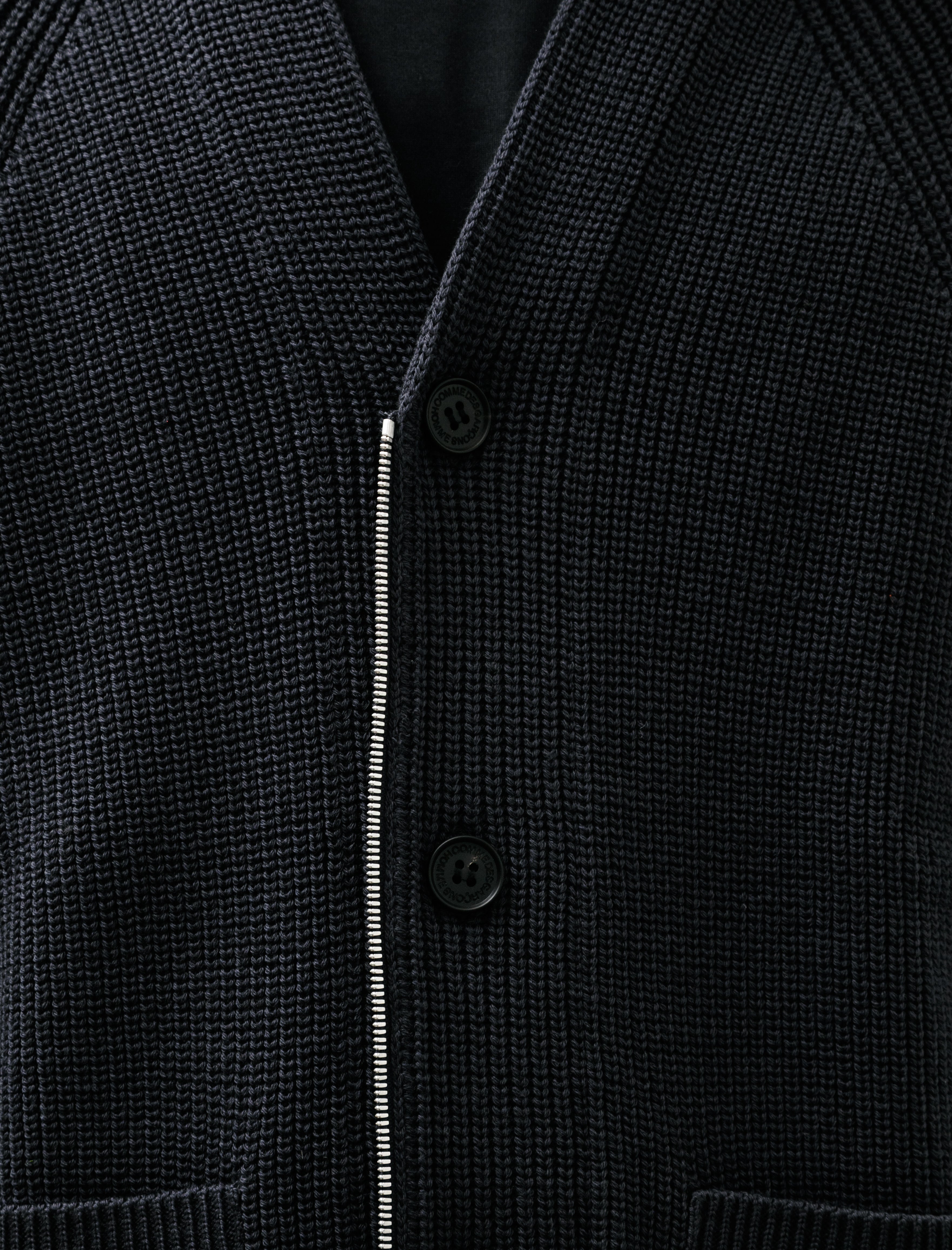Comme des Garcons Homme Batoner Zip Button Cardigan Charcoal Blue